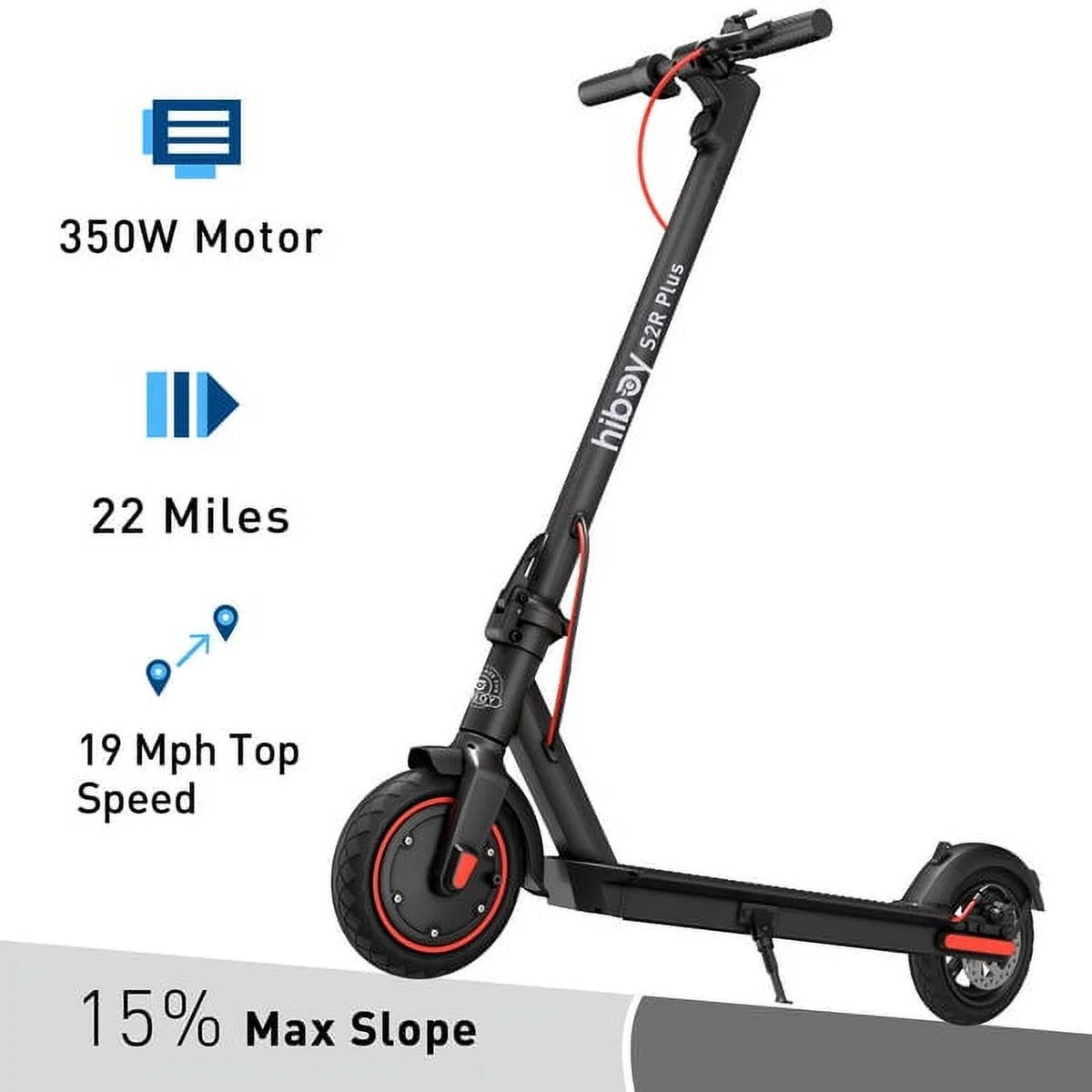 Hiboy S2R Plus Electric Scooter with 9″ Pneumatic Tires, Detachable Battery Upgraded 350W Motor Max 22 Miles & 19 MPH Foldable Commuter E-Scooter for Adults