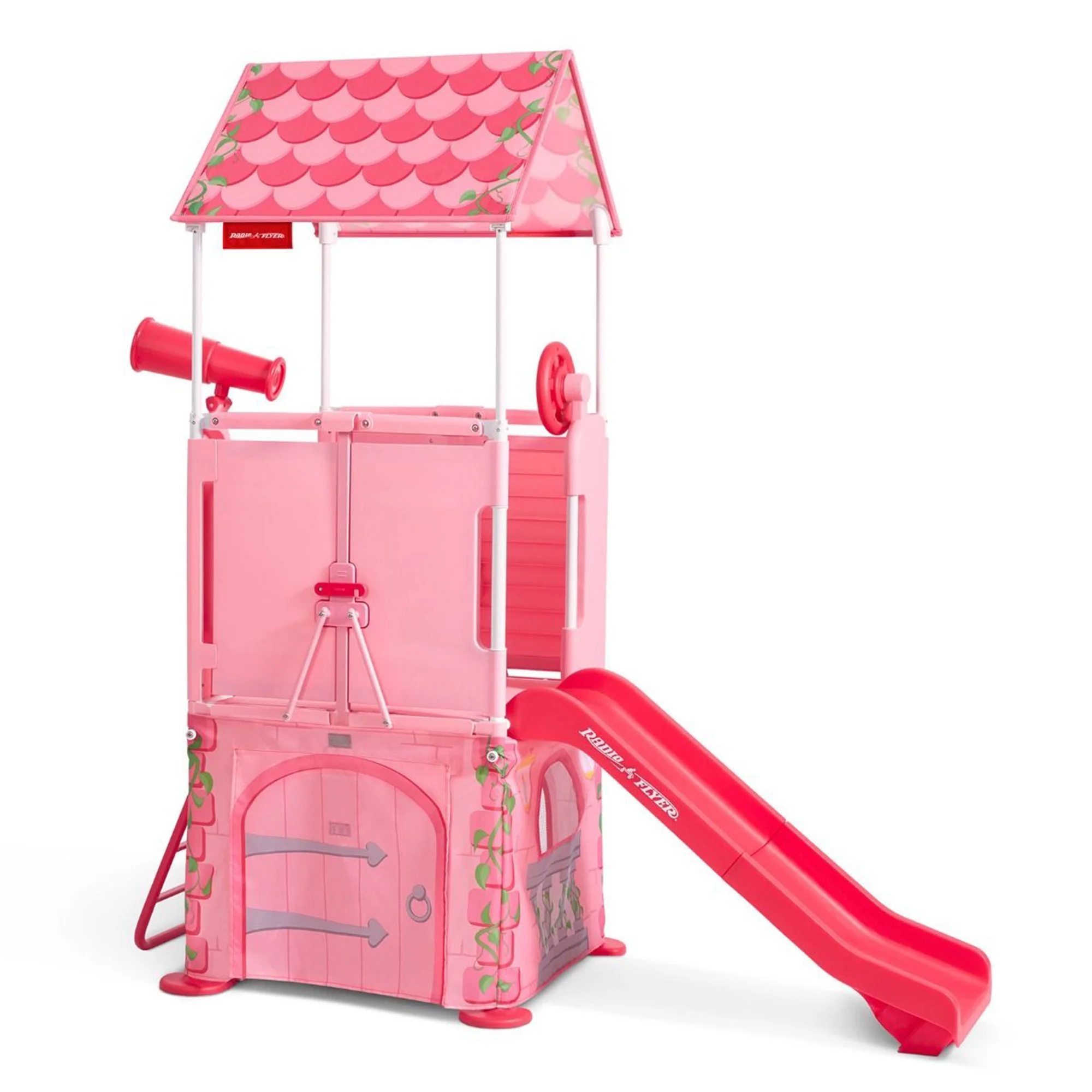 Radio Flyer Play & Fold Away Princess Castle Slide Toddler Playhouse, Pink