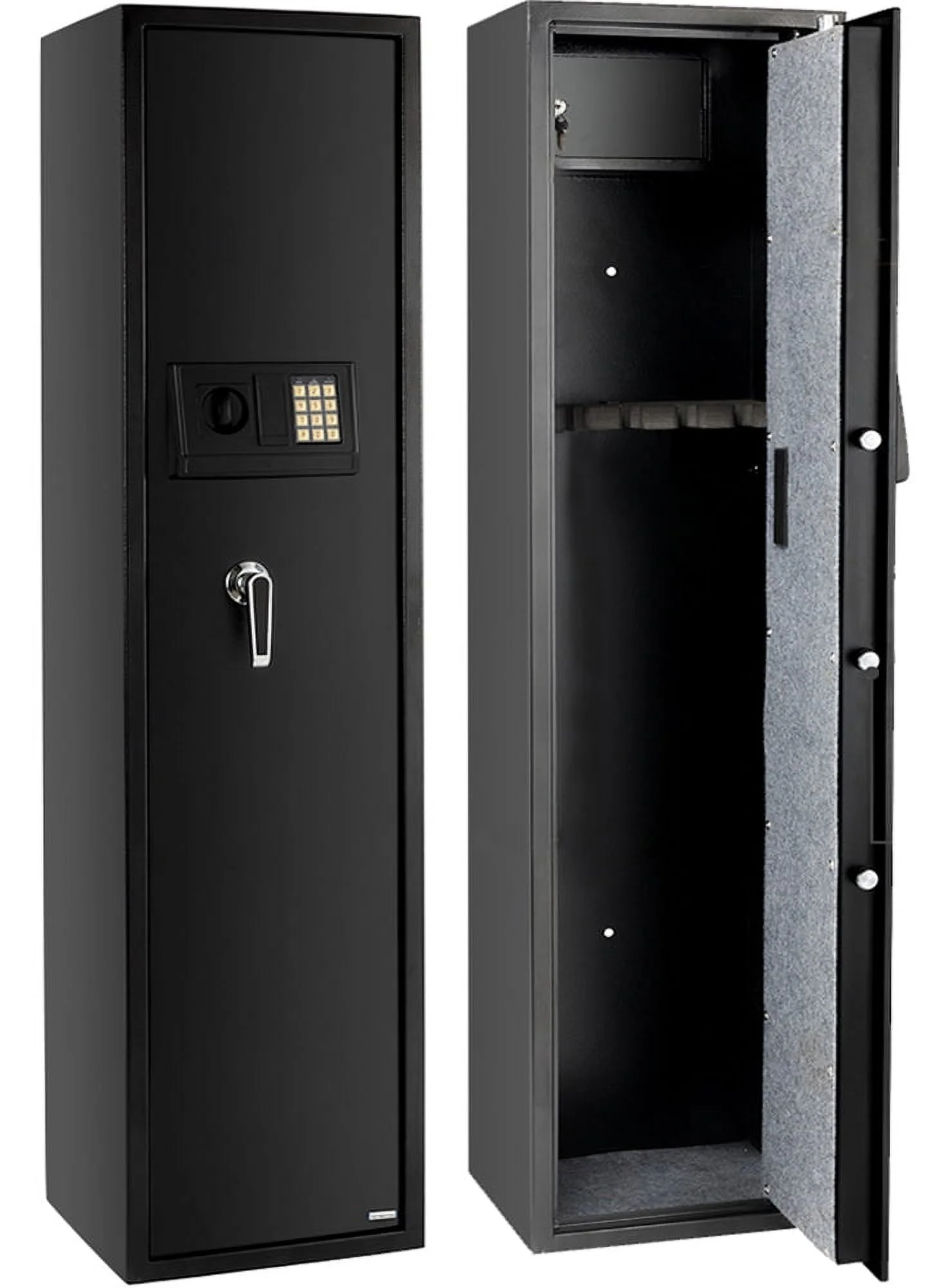 Seizeen Gun Safe Cabinet, Digital Keypad Safe Storage for 5 Rifles, Anti-Static Long Pistol Safe with Top Box, Thickened Large Gun Storage for Indoor