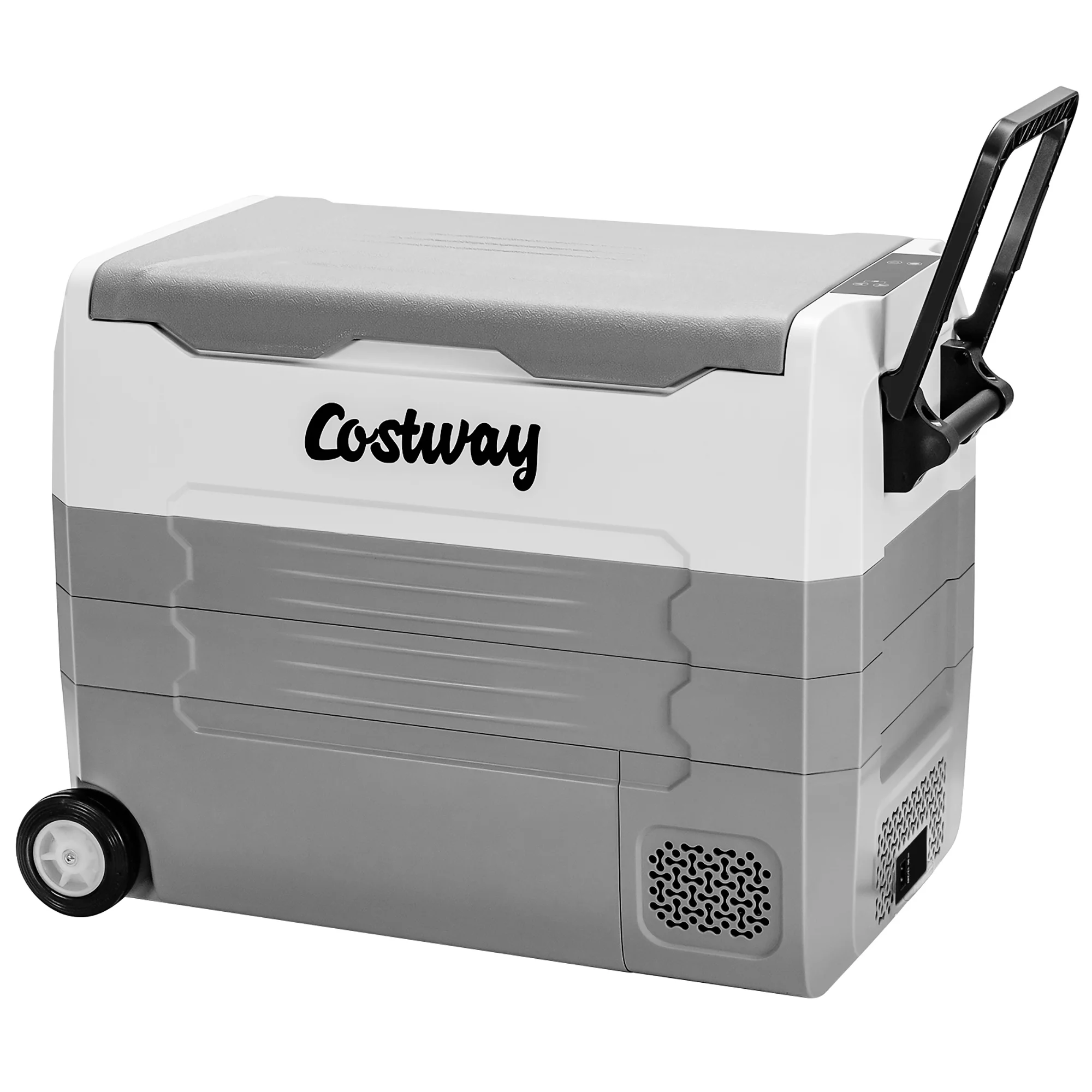 Costway 58 Quarts Car Refrigerator Portable RV Freezer Dual Zone w/ Wheel Black