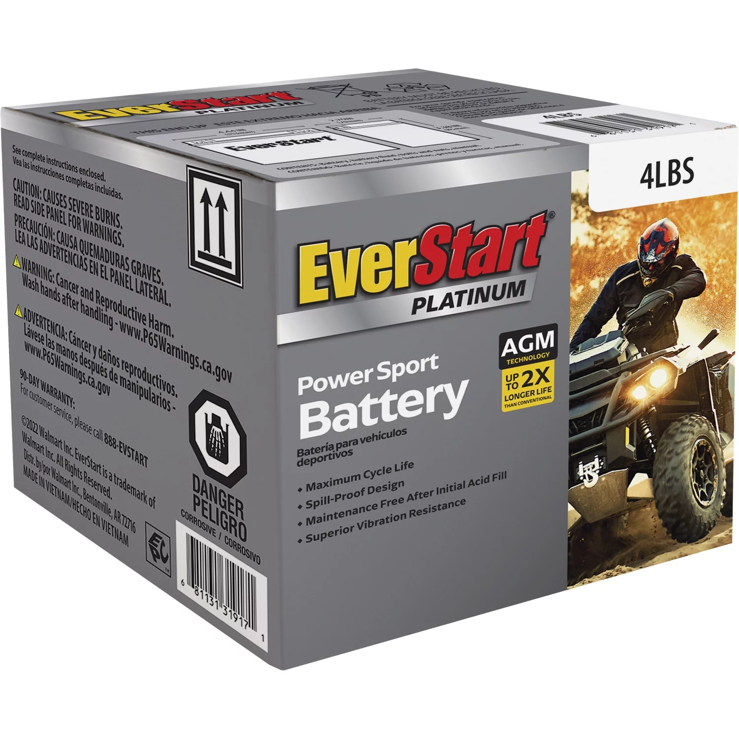 EverStart AGM Power Sport Battery, Group Size 4LBS 12 Volt, 50 CCA