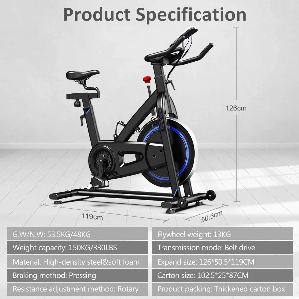 Yoleo Indoor Cycling Magnetic Resistance Exercise Bike, Ultra-Silent, Heavy Duty Home Gym Stationary, Capacity 330LBS, LCD Monitor, Pulse Sensor, Water Bottle Holder-2021 Upgraded New Version