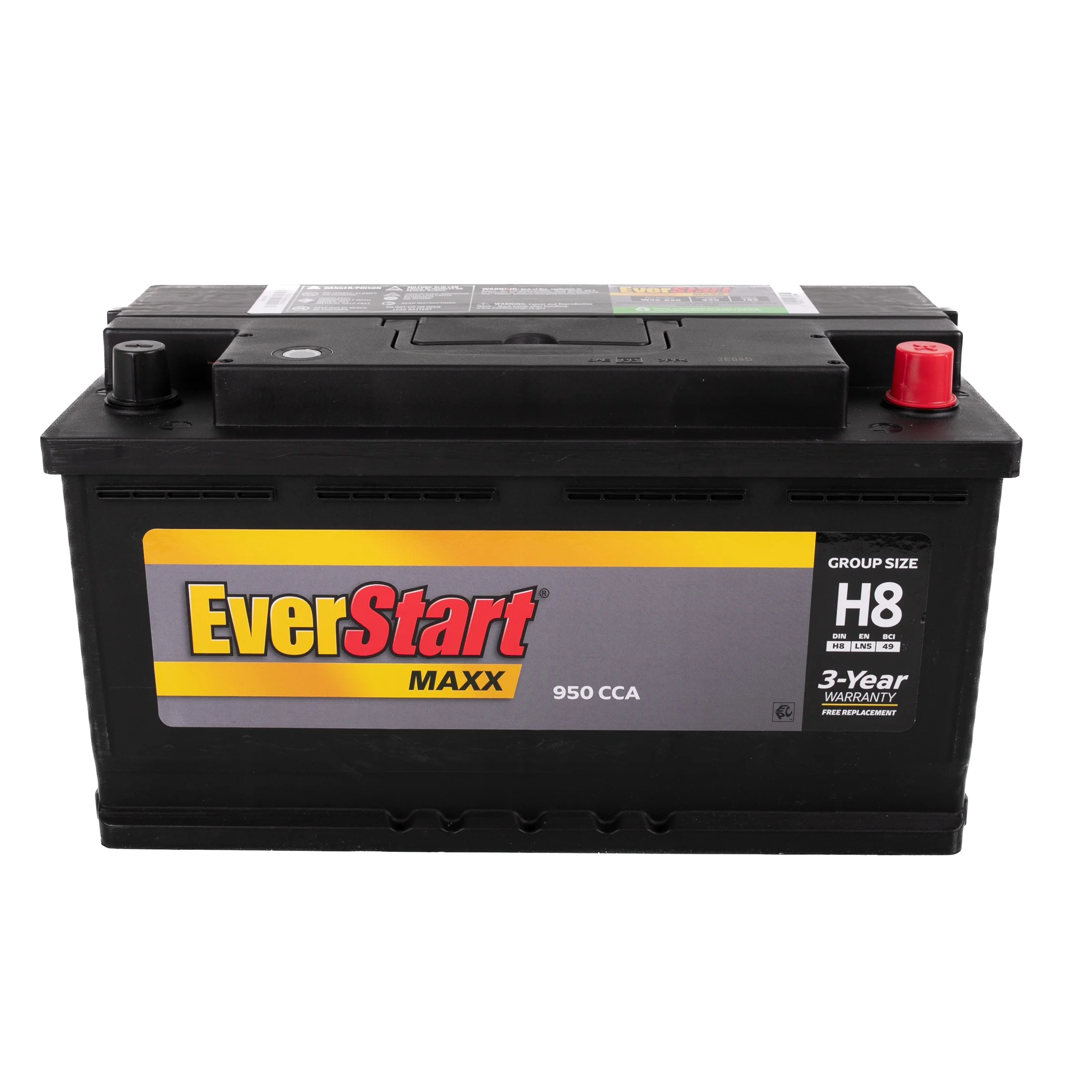 EverStart Maxx Lead Acid Automotive Battery, Group Size H8, 12 Volt, 950 CCA 185 RC