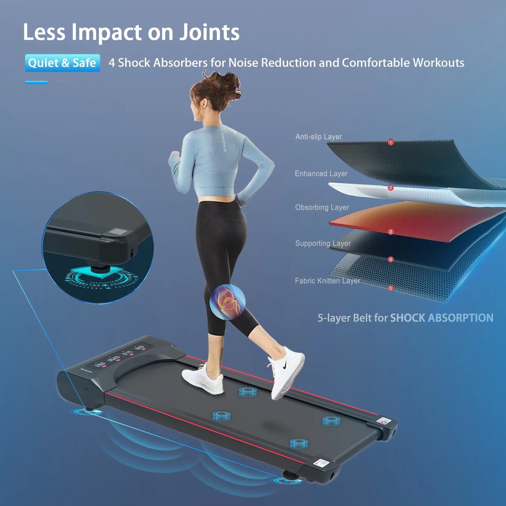 HLAiLL Treadmill for Home,Under Desk Treadmill Portable Walking Pad,Adjustable Speed, LCD Screen & Calorie Counter, Ultra Thin and Silent, Intended for Home/Office