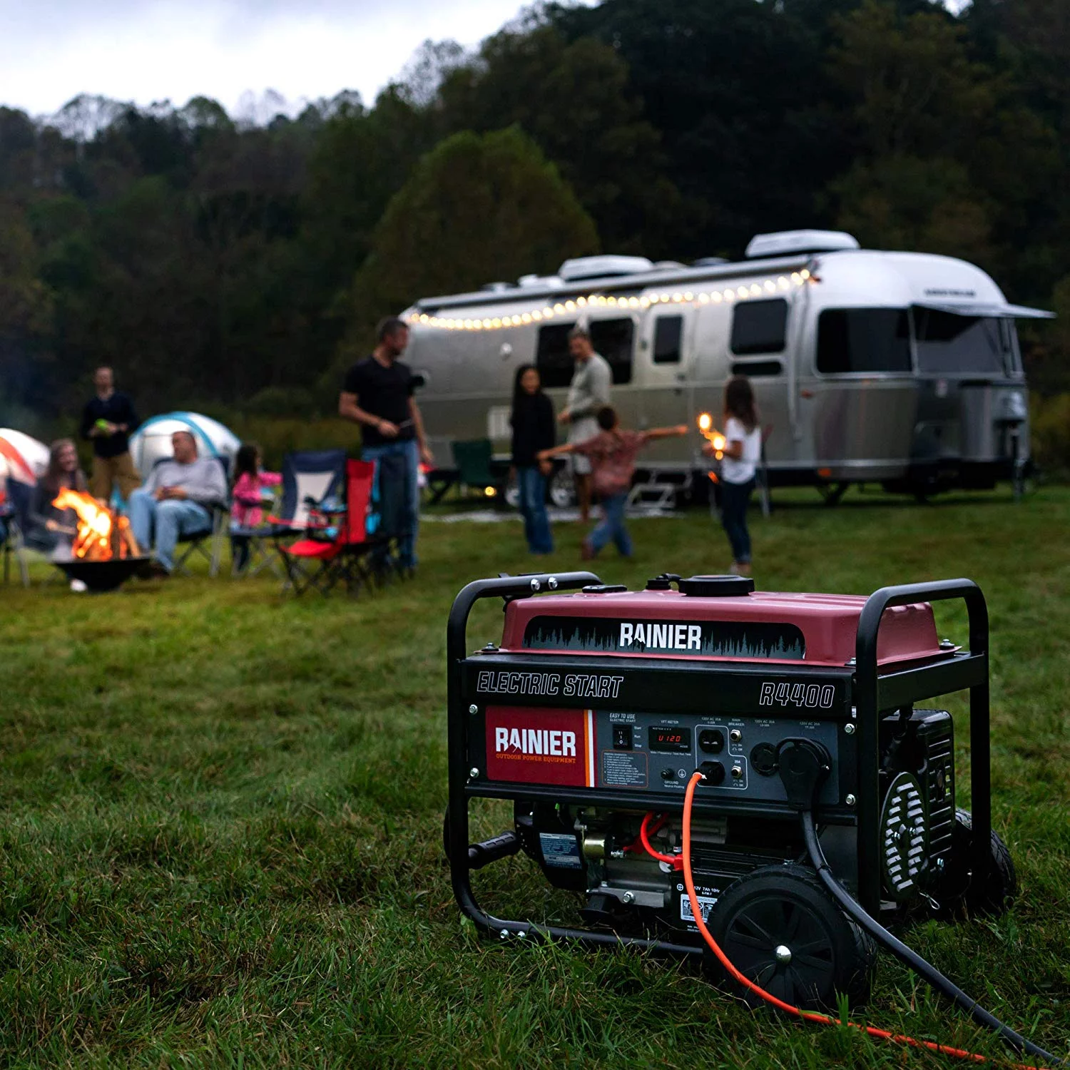 Rainier 4400 Peak Watt Portable Gas Generator with Electric Start and RV Ready Outlet