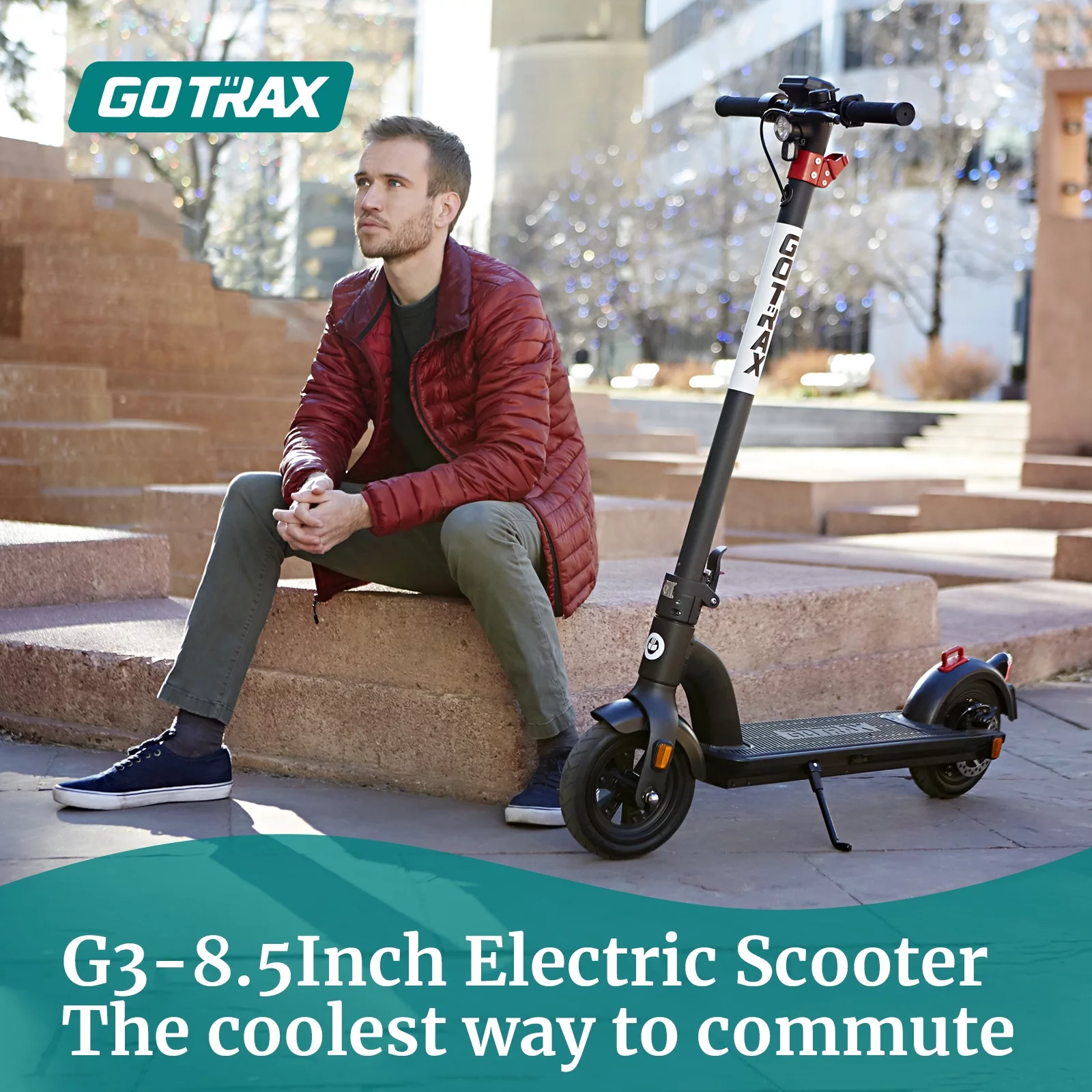 Gotrax G3 Electric Scooter, 8.5″ Pneumatic Tires, Max 18mile Range and 15.5Mph Power by 350W Motor, Foldable Escooter for Adult Unisex,Black