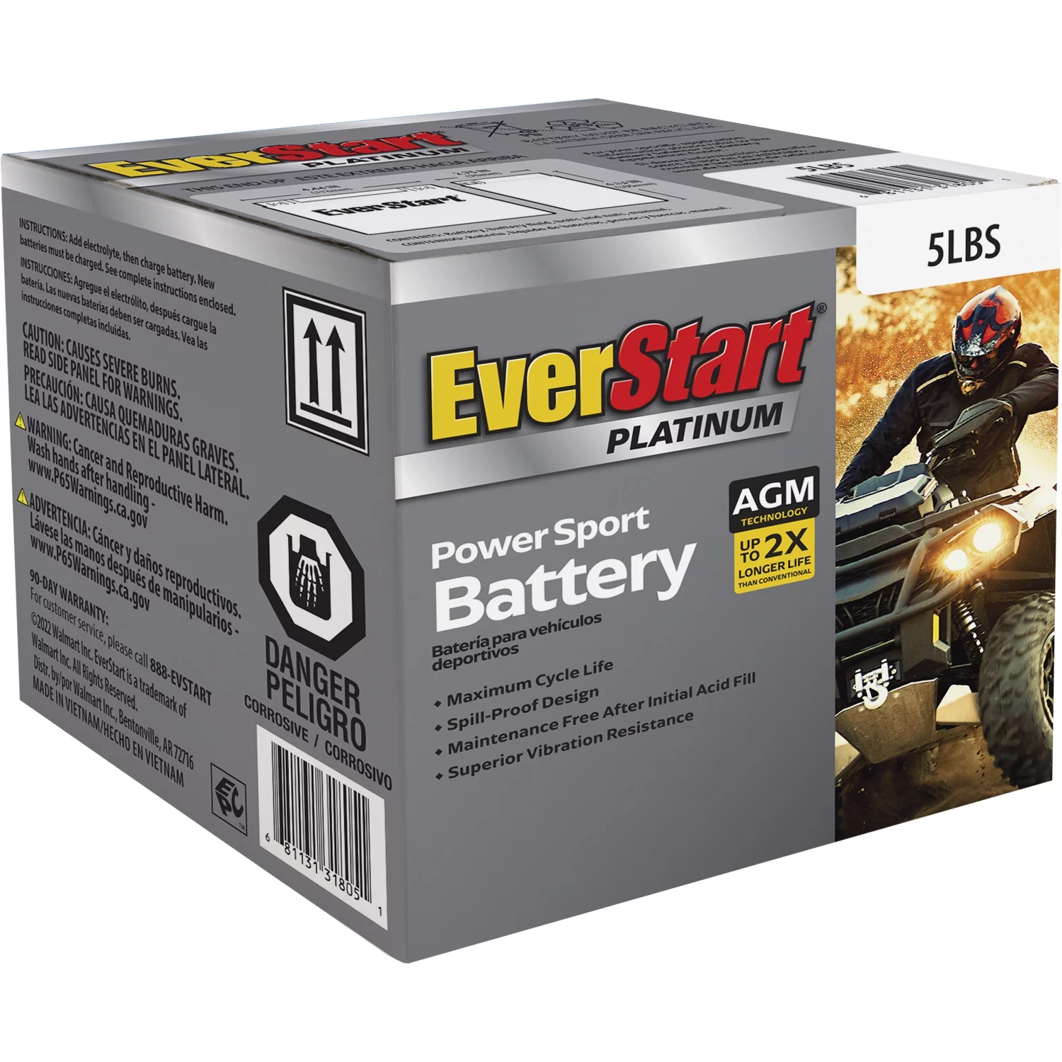 EverStart AGM PowerSport Battery, Group Size 5LBS 12 Volt, 70 CCA