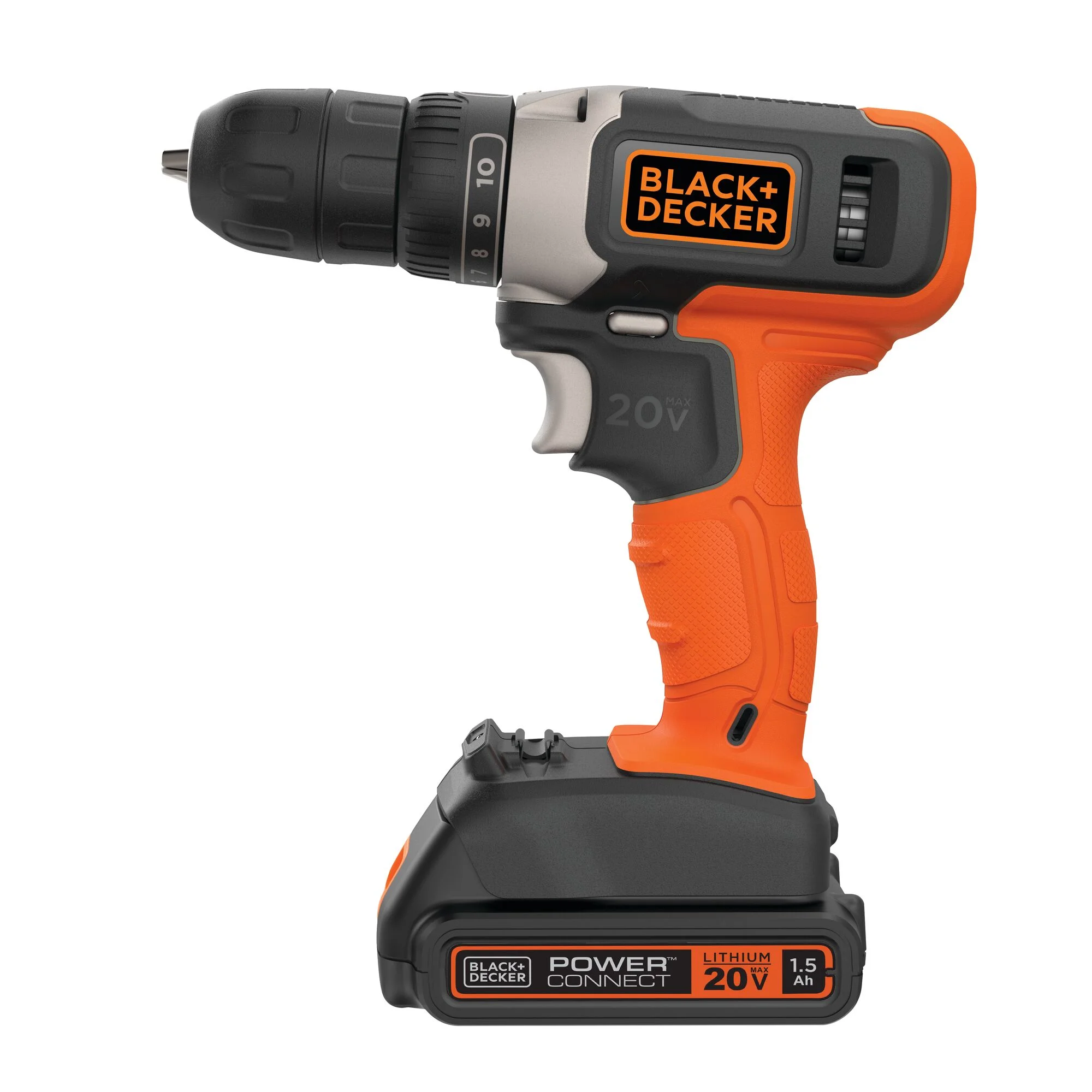 Black & Decker BCD702C1AEV 20V Max Brushed Lithium-Ion Cordless Drill Driver Kit (1.5 Ah)