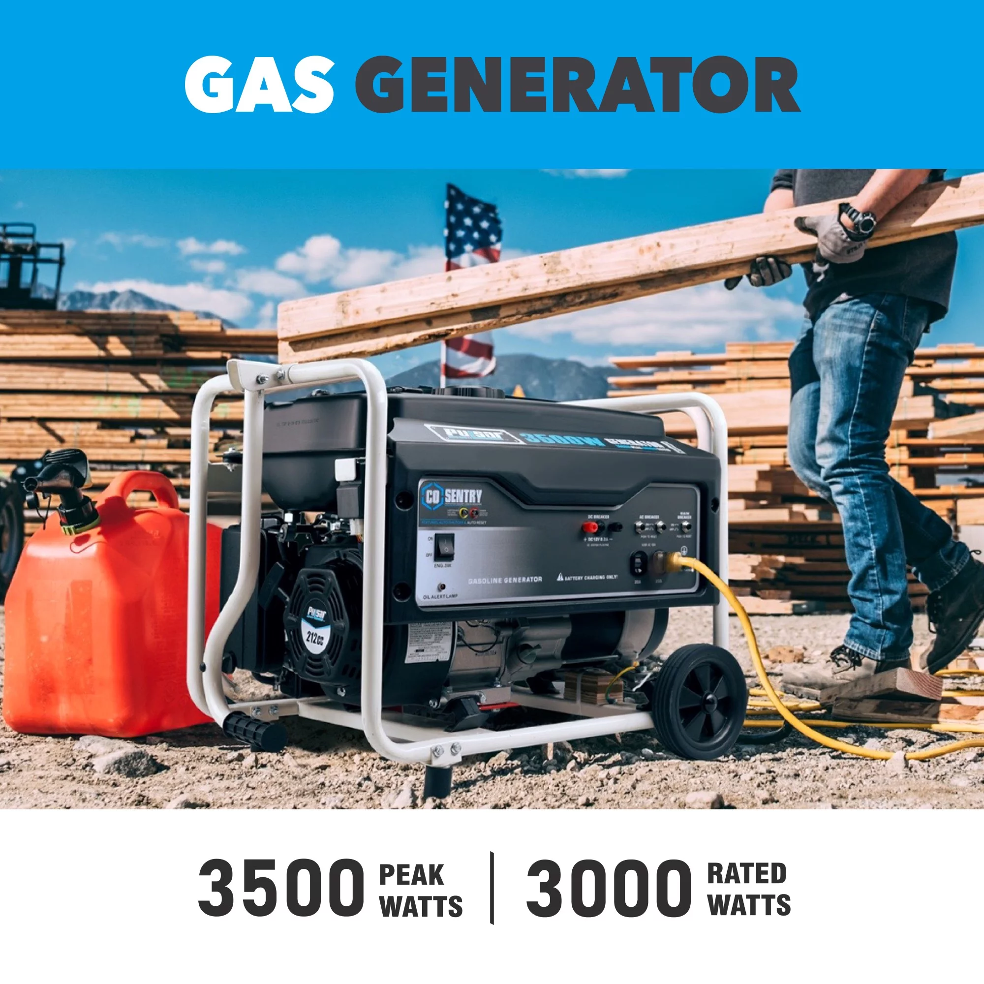 Pulsar 3,500-Watt Gasoline Powered Generator with CO Sentry