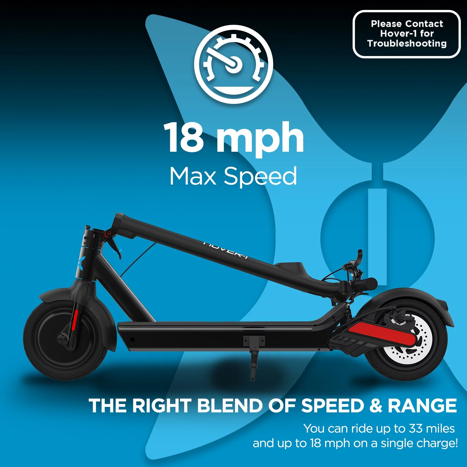 Hover-1 Renegade Black Electric Scooter, 18 MPH Max Speed, 264 lbs Max Weight, UL 2272 Certified