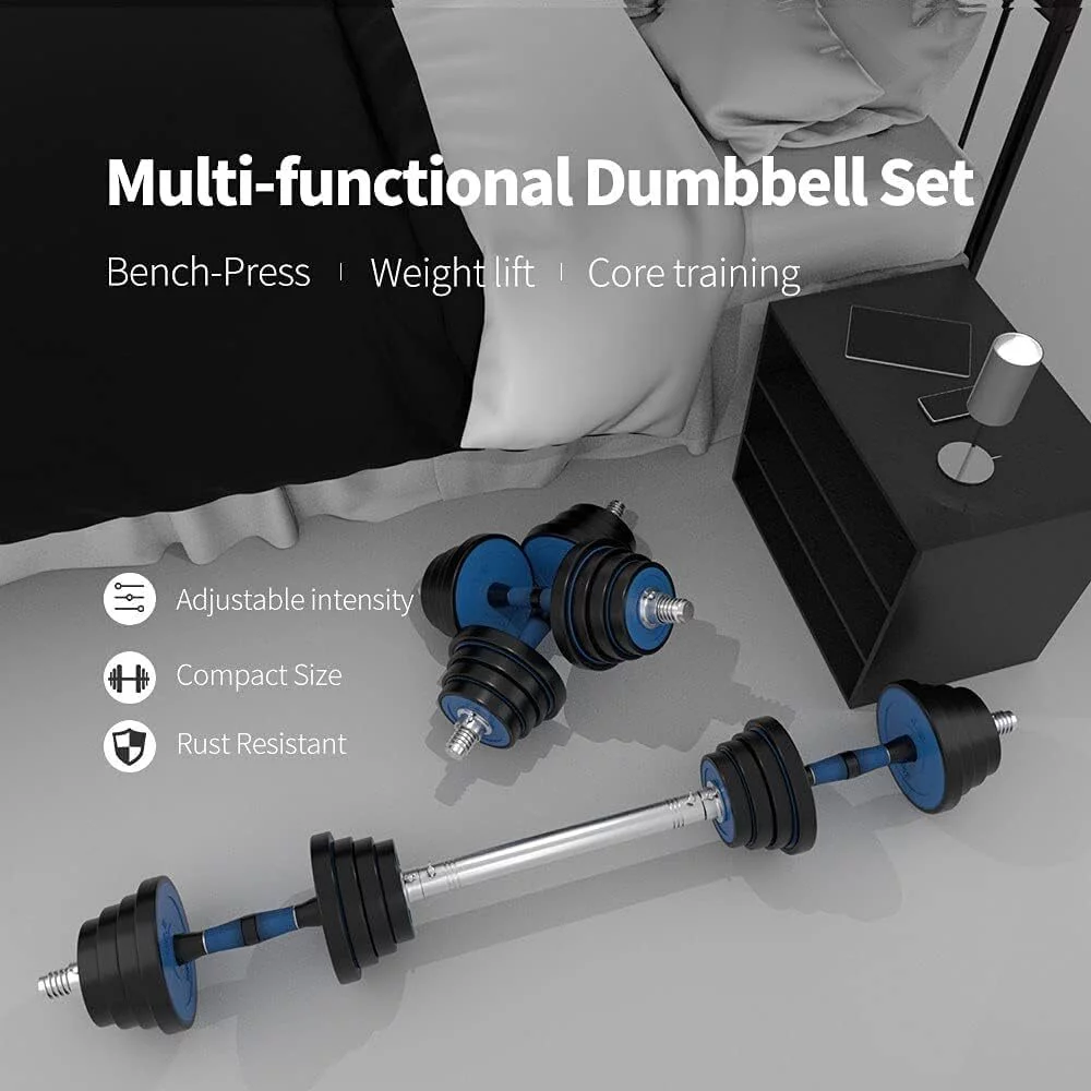 Kepeak Adjustable Weights Dumbbells Set, 44lbs 2 in 1 Exercise & Fitness Dumbbells Barbell Set