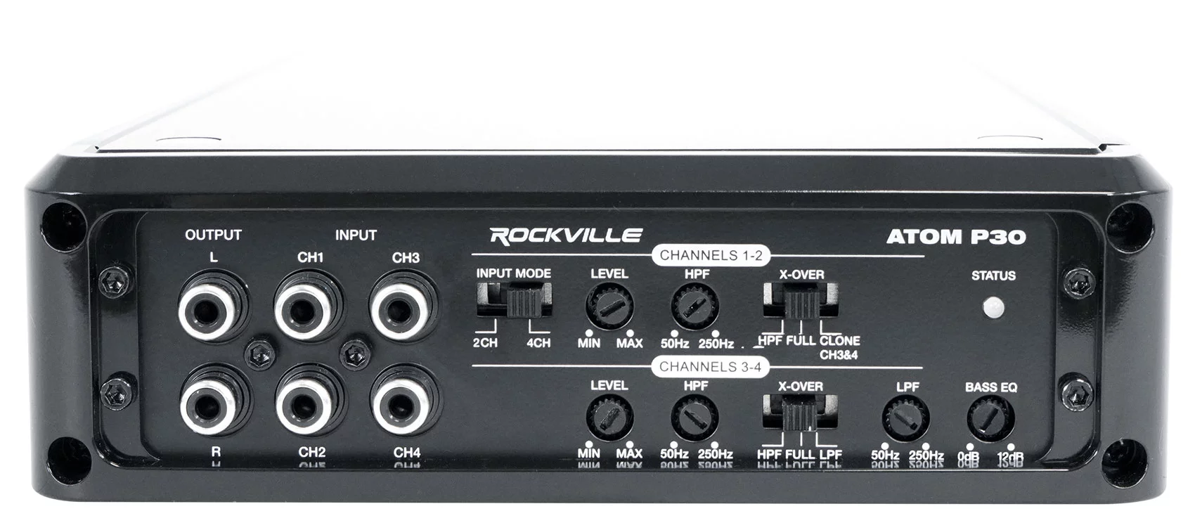 Rockville ATOM P30 2400 Watt 4-Channel Marine/ATV/Car Amplifier Amp+Volt Meter