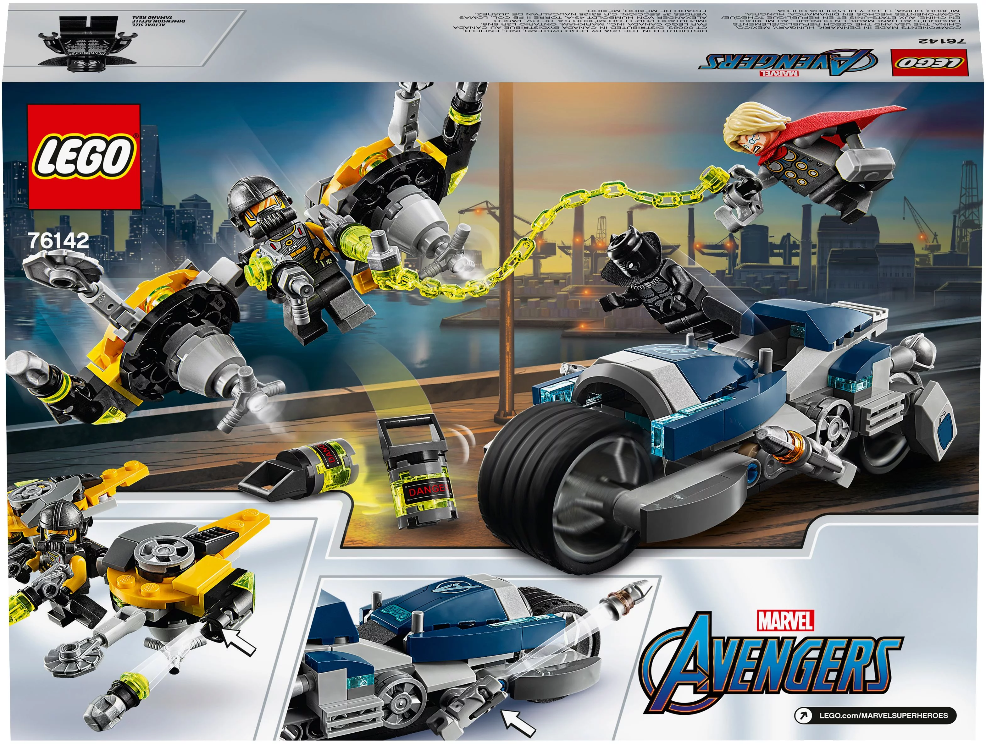 LEGO Marvel Avengers Speeder Bike Attack 76142 Black Panther and Thor Buildable Superhero Toy (226 Pieces)