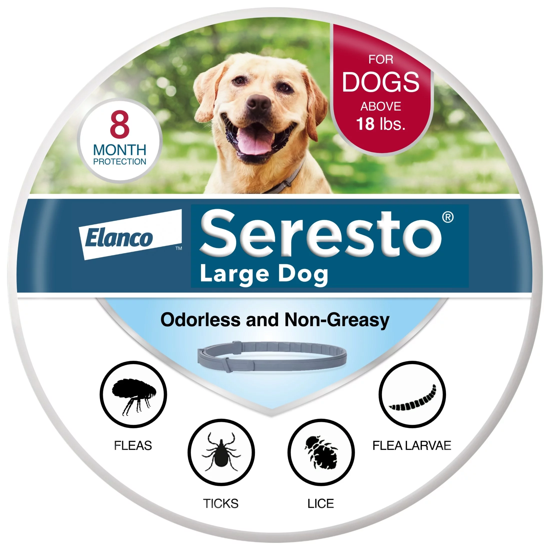 Seresto Large Dog Vet-Recommended 8-Month Flea & Tick Prevention Collar, 18+ lbs