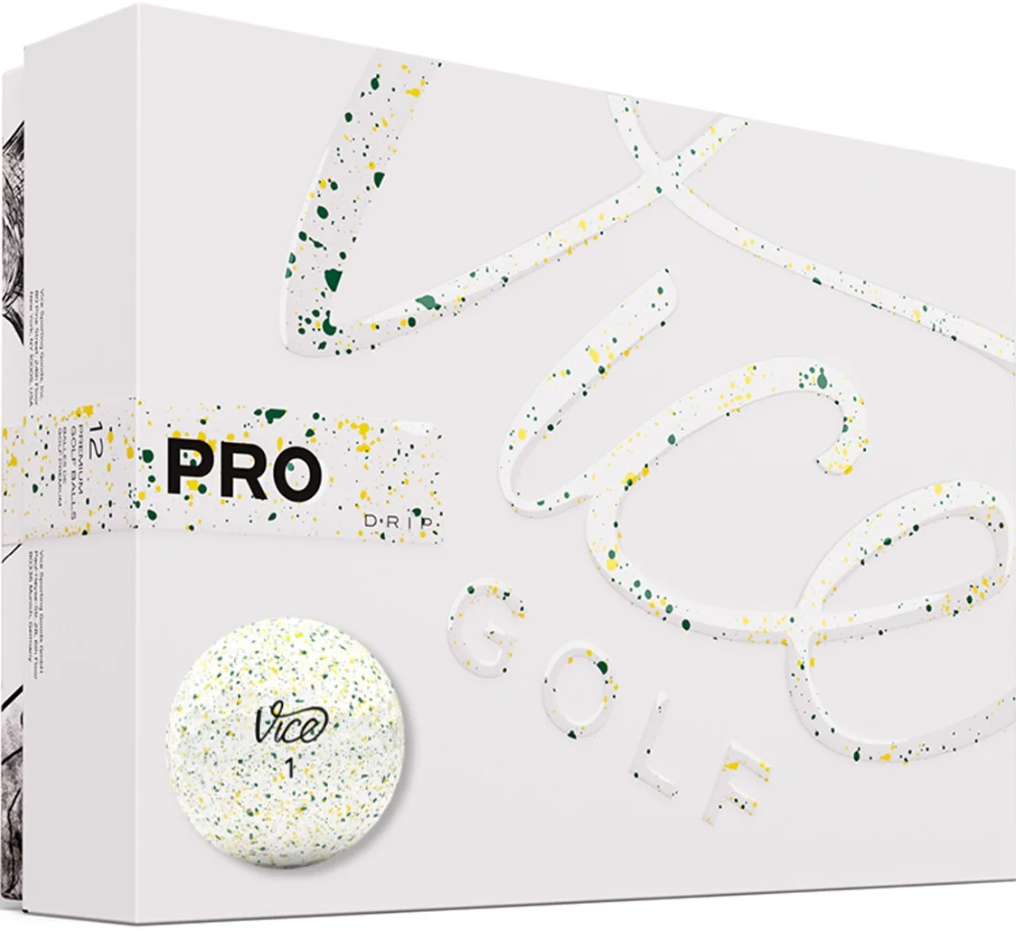 Vice Golf Pro Drip Yellow and Green Golf Balls, 1 Dozen