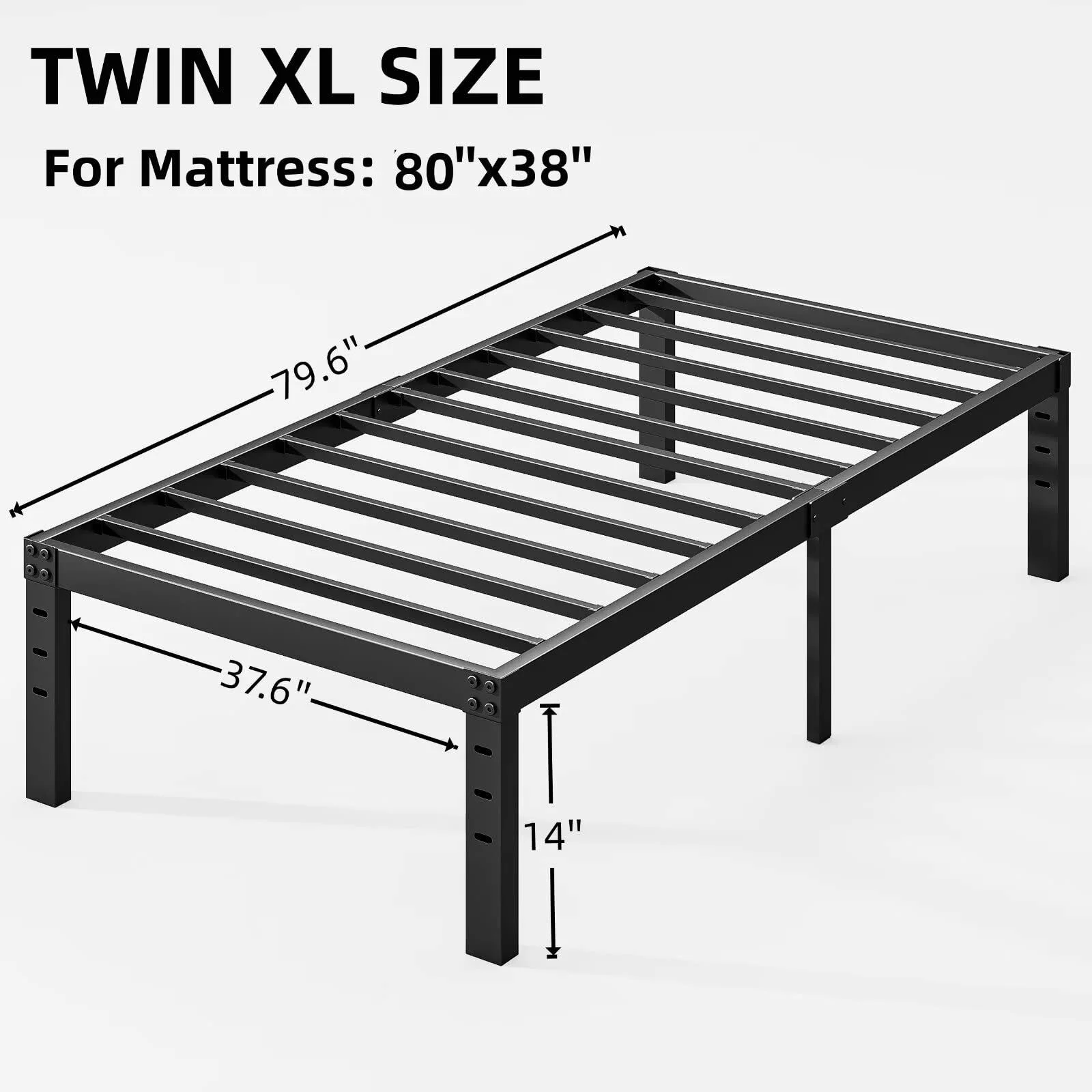 ULIESC 14″ Heavy Duty Metal Platform Bed Frame, No Box Spring Needed, Queen Size