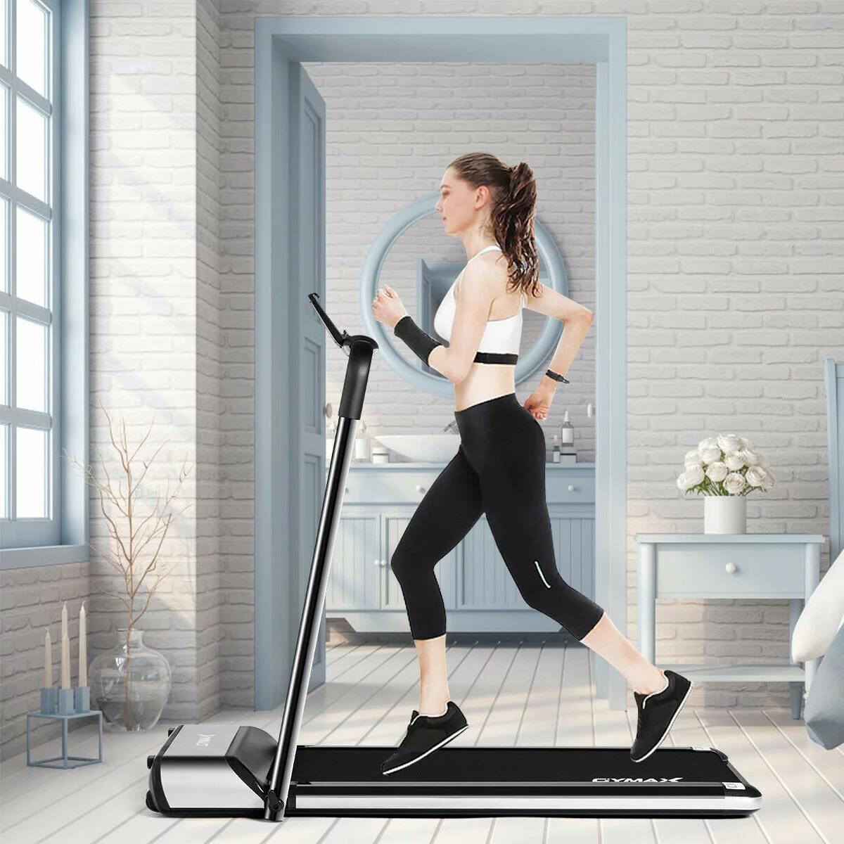 Gymax 450W Ultra-thin Electric Folding Treadmill Motorized Running Jogging Machine