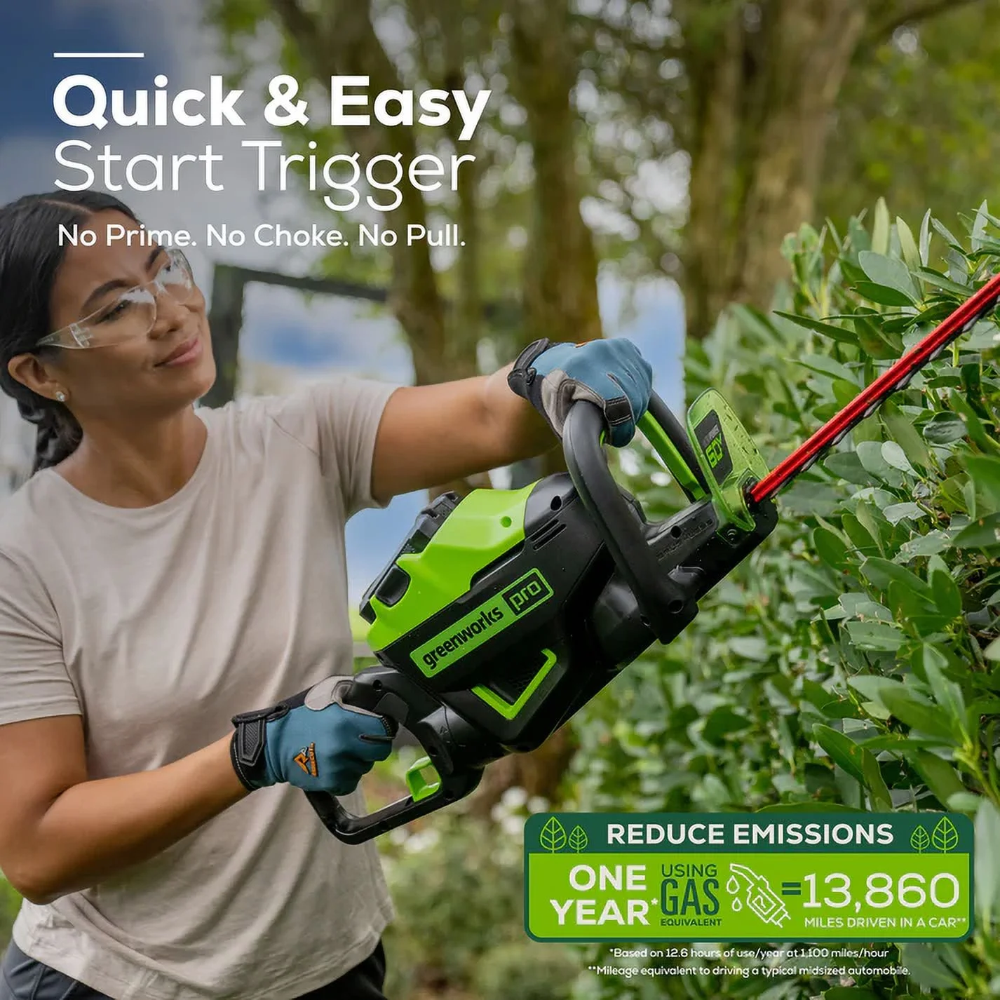 Greenworks 60V 26″ Cordless Battery Hedge Trimmer with 2.0Ah Battery & Charger