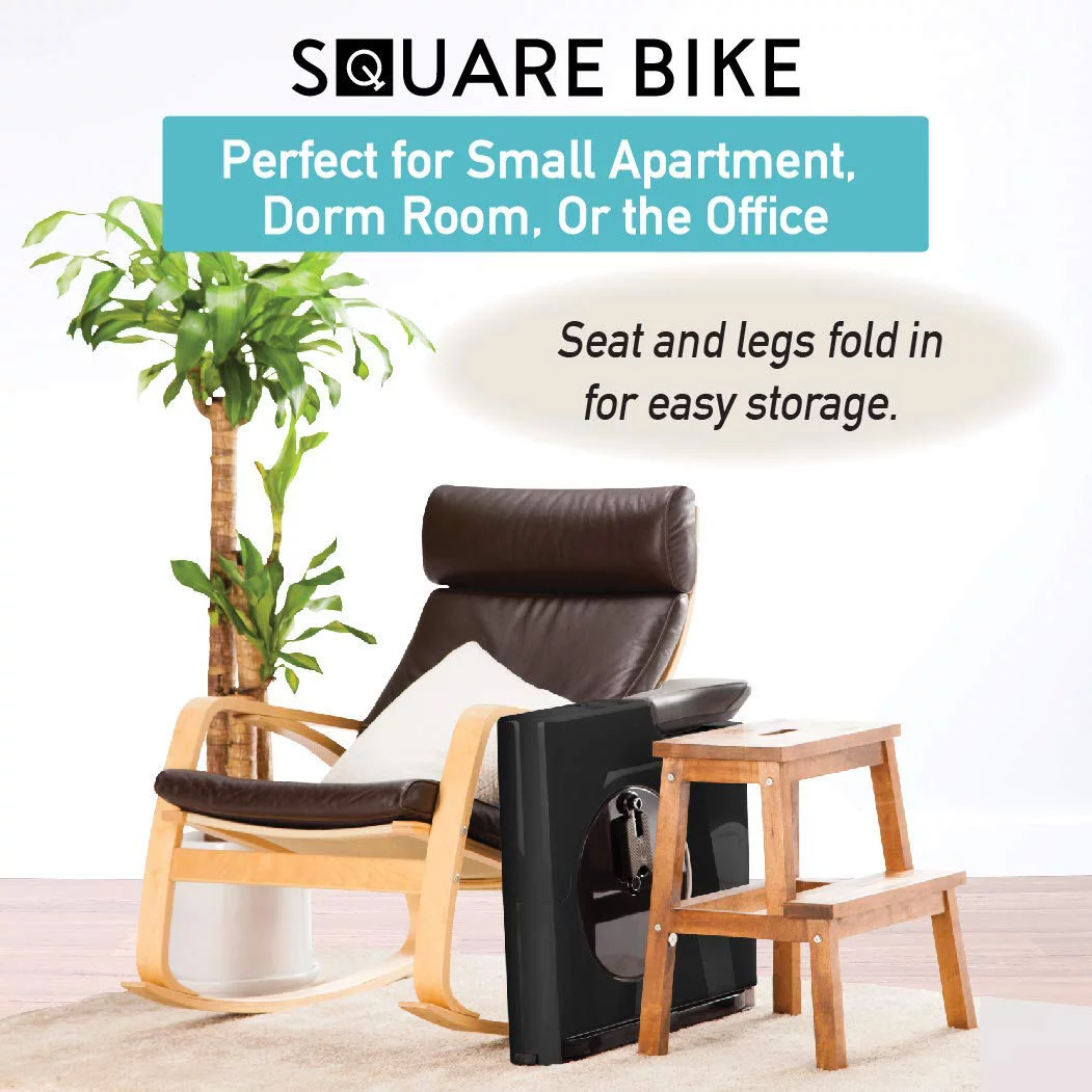 Square Bike Exercise Trainer for Home or Office – Compact Space Saving Bicycle by Daiwa Felicity