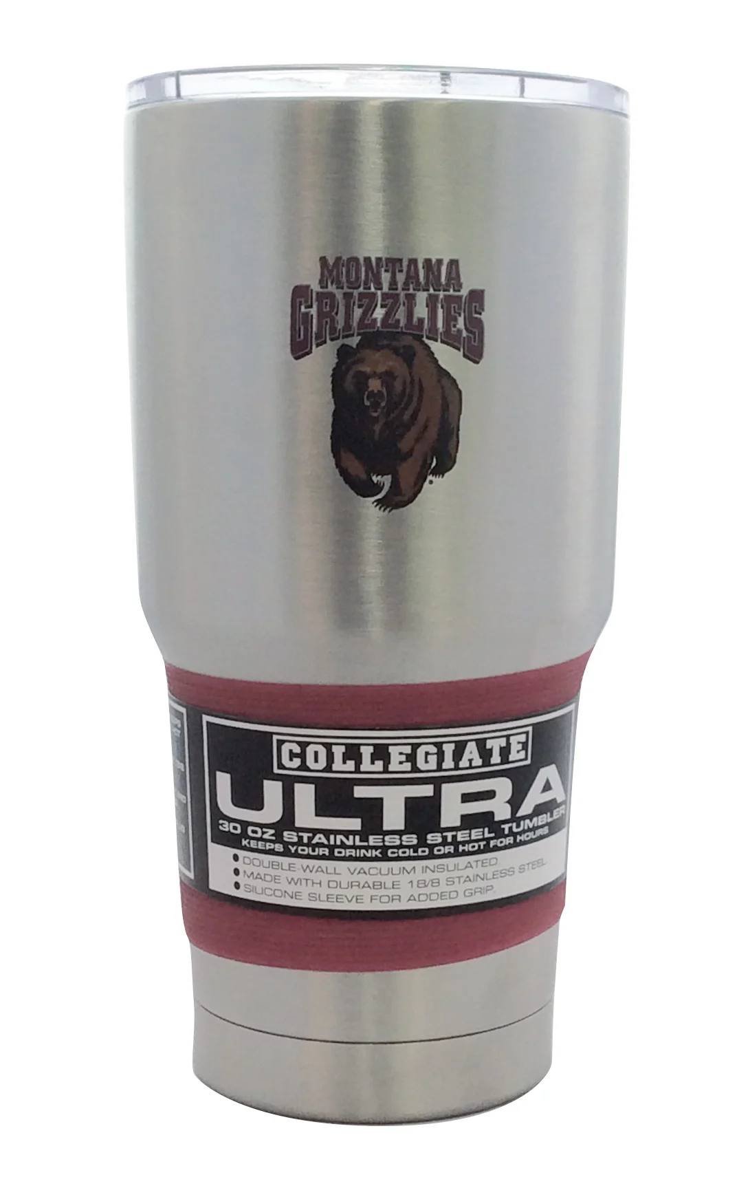 Montana Grizzlies Travel Tumbler 30 oz Flared Silver