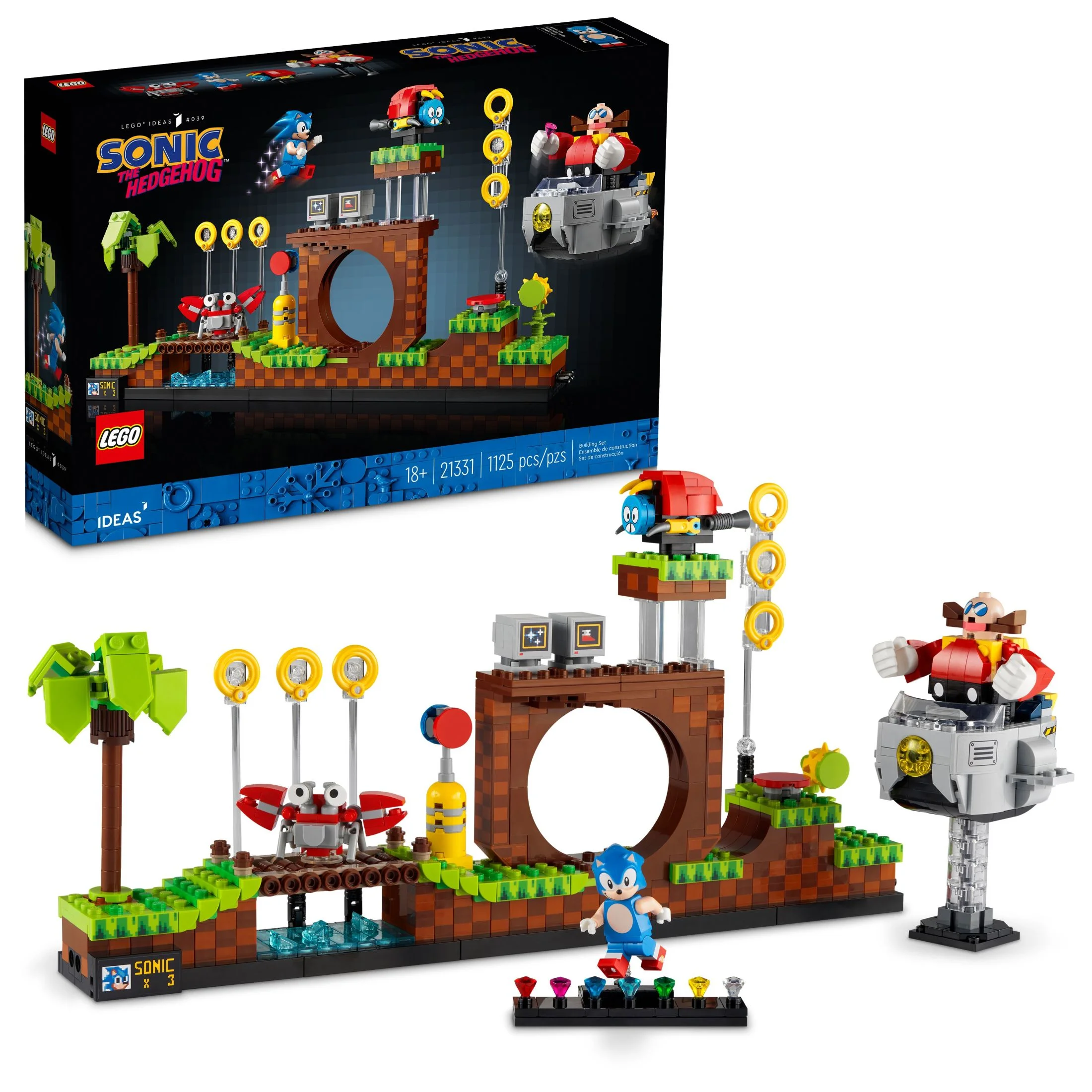 LEGO Ideas Sonic the Hedgehog ?C Green Hill Zone 21331 Collectible Set, Nostalgic 90’s Gift Idea for Adults with Dr. Eggman Figure and Eggmobile