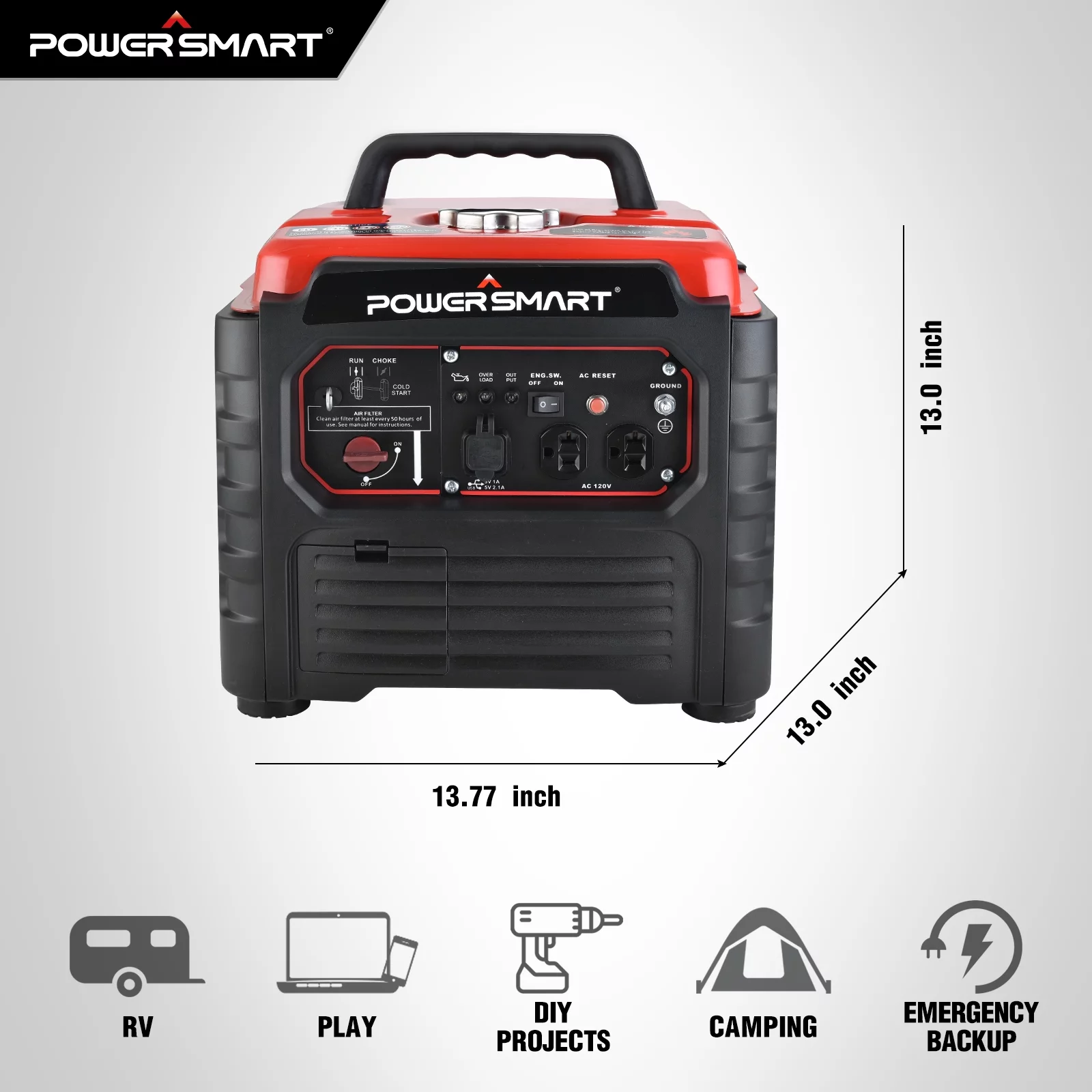 PowerSmart 1500 Watt Gas Inverter Generator Portable for Outdoor Camping/Home Use,Low Noise