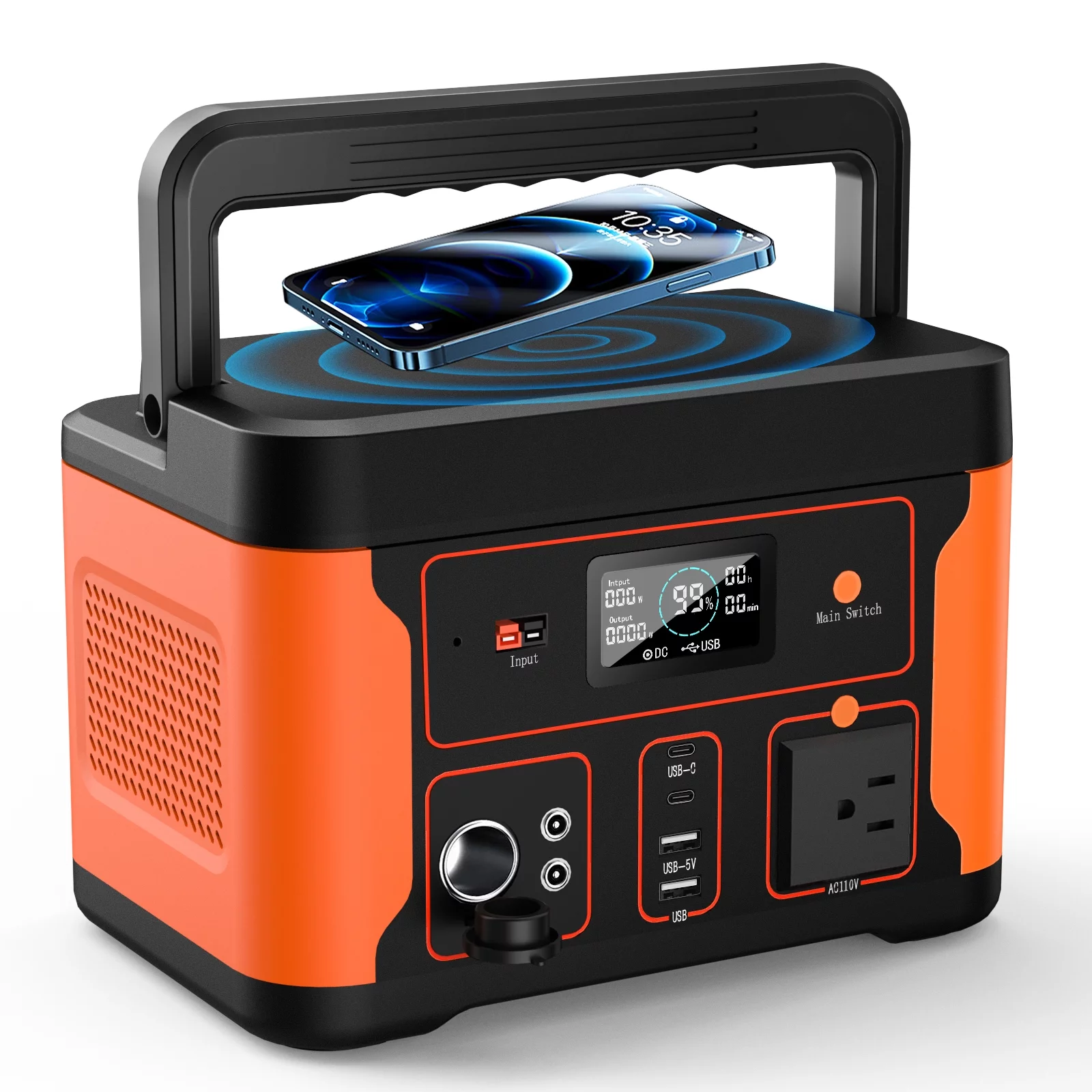 Tiexei D600 Portable Power Station 600W, 550Wh/172000mAh LiFePO4 Battery Generator for Outdoor Camping