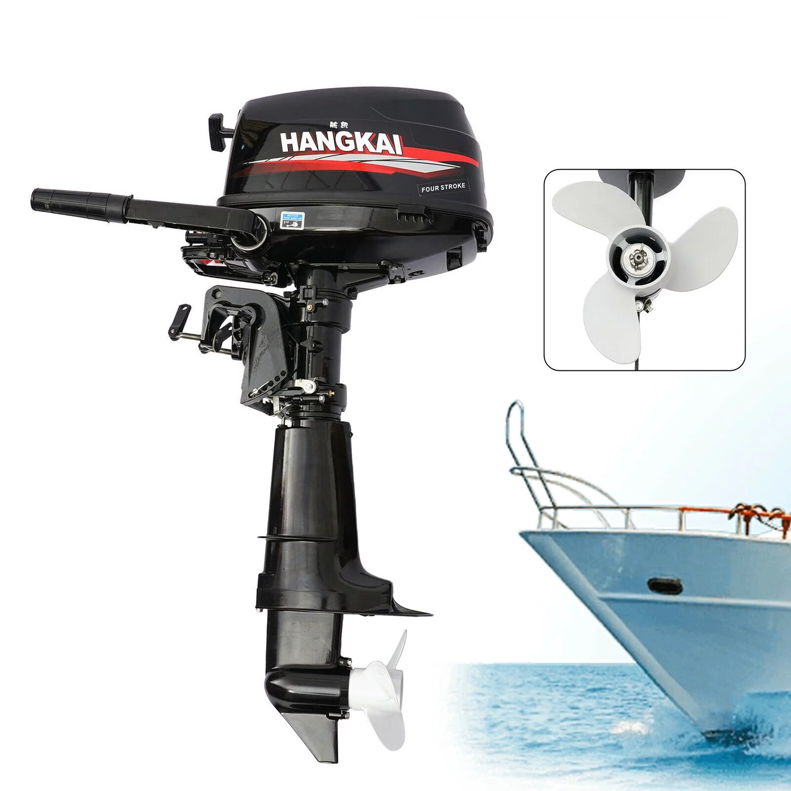 4Stroke 6.5HP Outboard Motor Marine Boat Engine Water Cooling CDI System 6.5HP 4-Stroke Outboard Motor Tiller control Boat Engine Water Cooling 123CC 4-Stroke 6.5HP Outboard Motor Boat Marine Engine