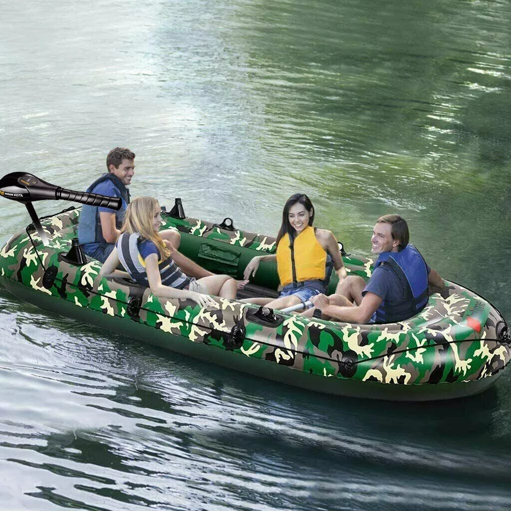 kayaking Inflatable 4Person Floating Boat Raft Set camo air boat support setup a atrolling motor