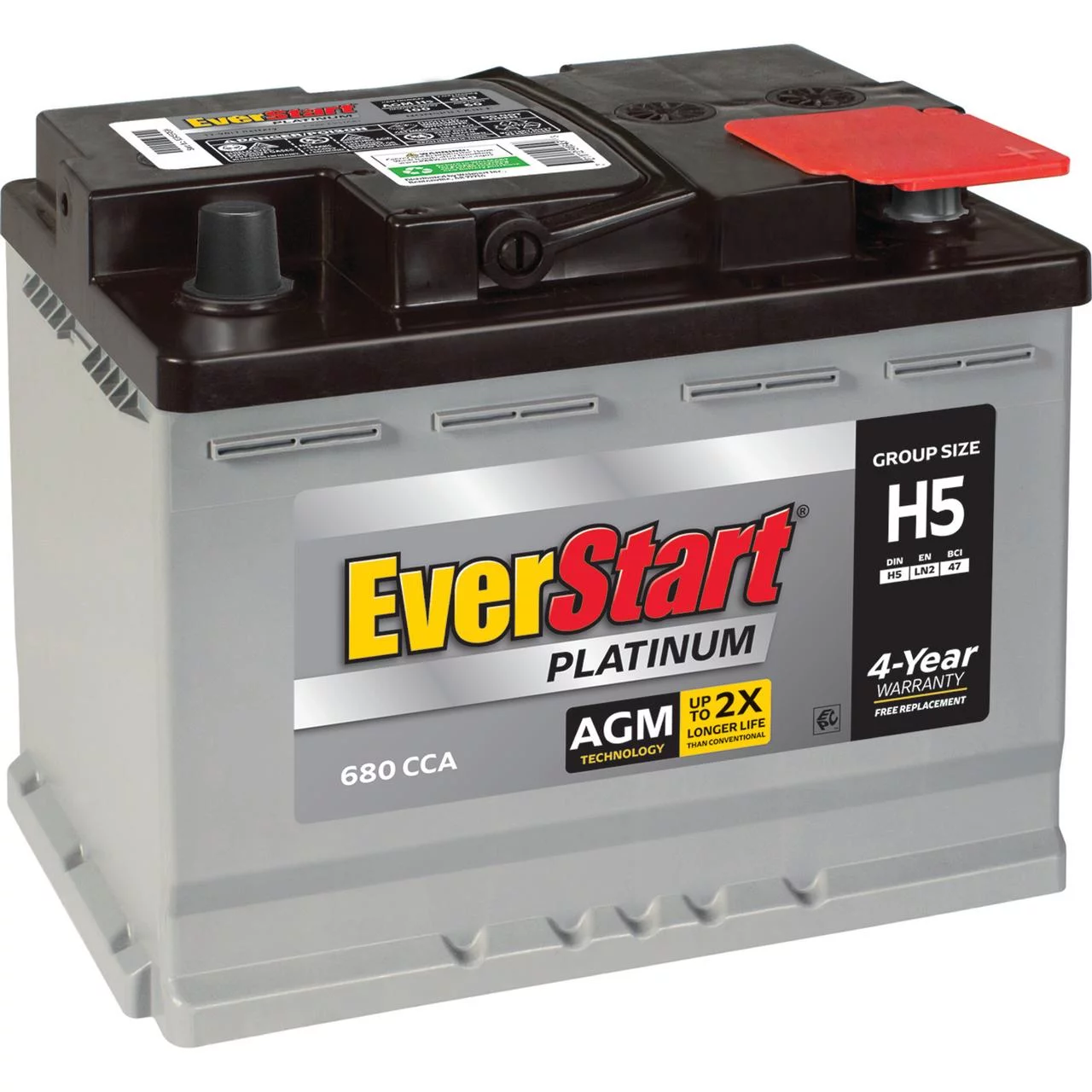 EverStart Platinum AGM Automotive Battery, Group Size H5 / LN2 / 47 12 Volt, 680 CCA