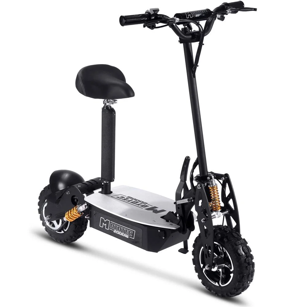 MotoTec 2000w 48v Stand Up Electric Scooter with Seat Black