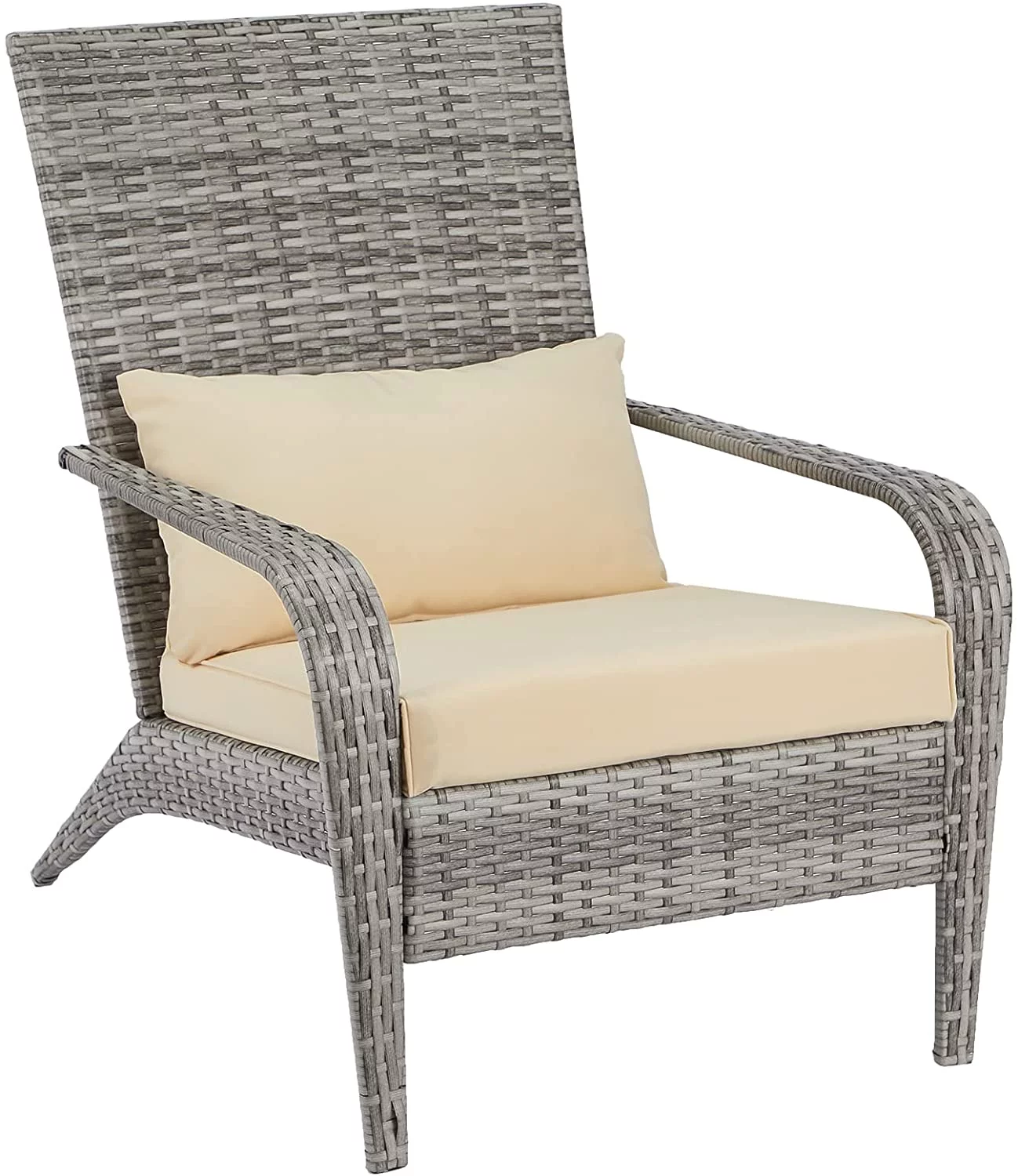 AECOJOY Patio Chairs High Back Wicker Outdoor Dining Chairs with Cushion and Pillow in Gray