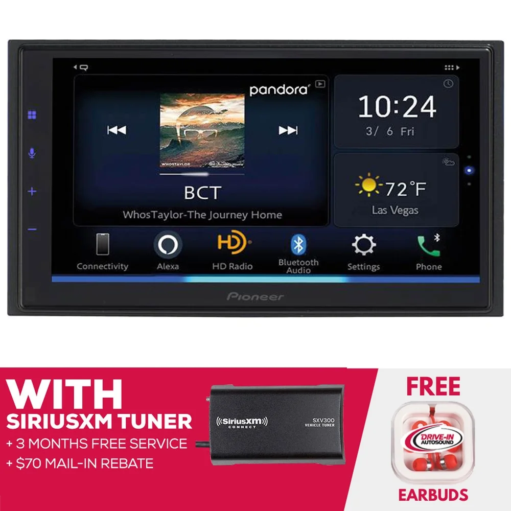 New Pioneer DMH-WC5700NEX 6.8 Inch Digital Multimedia Receiver with SiriusXM Tuner