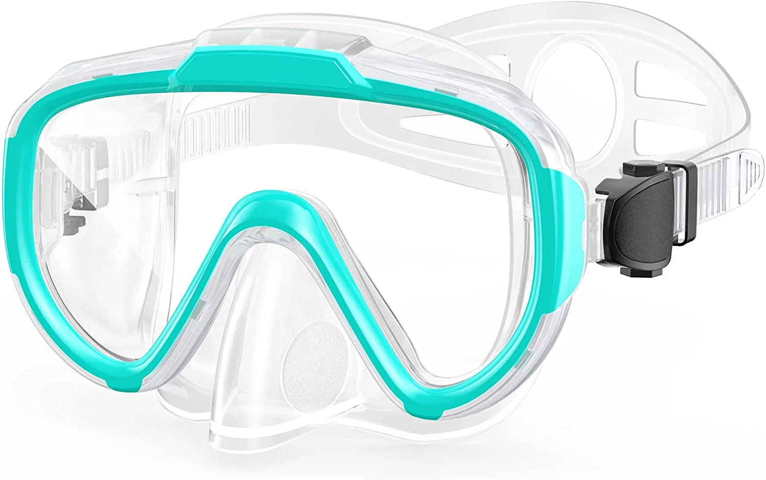 Swim Goggles Adult, Anti Fog Snorkel Diving Goggles, Clear View Tempered Glass Swimming Mask with Nose Cover