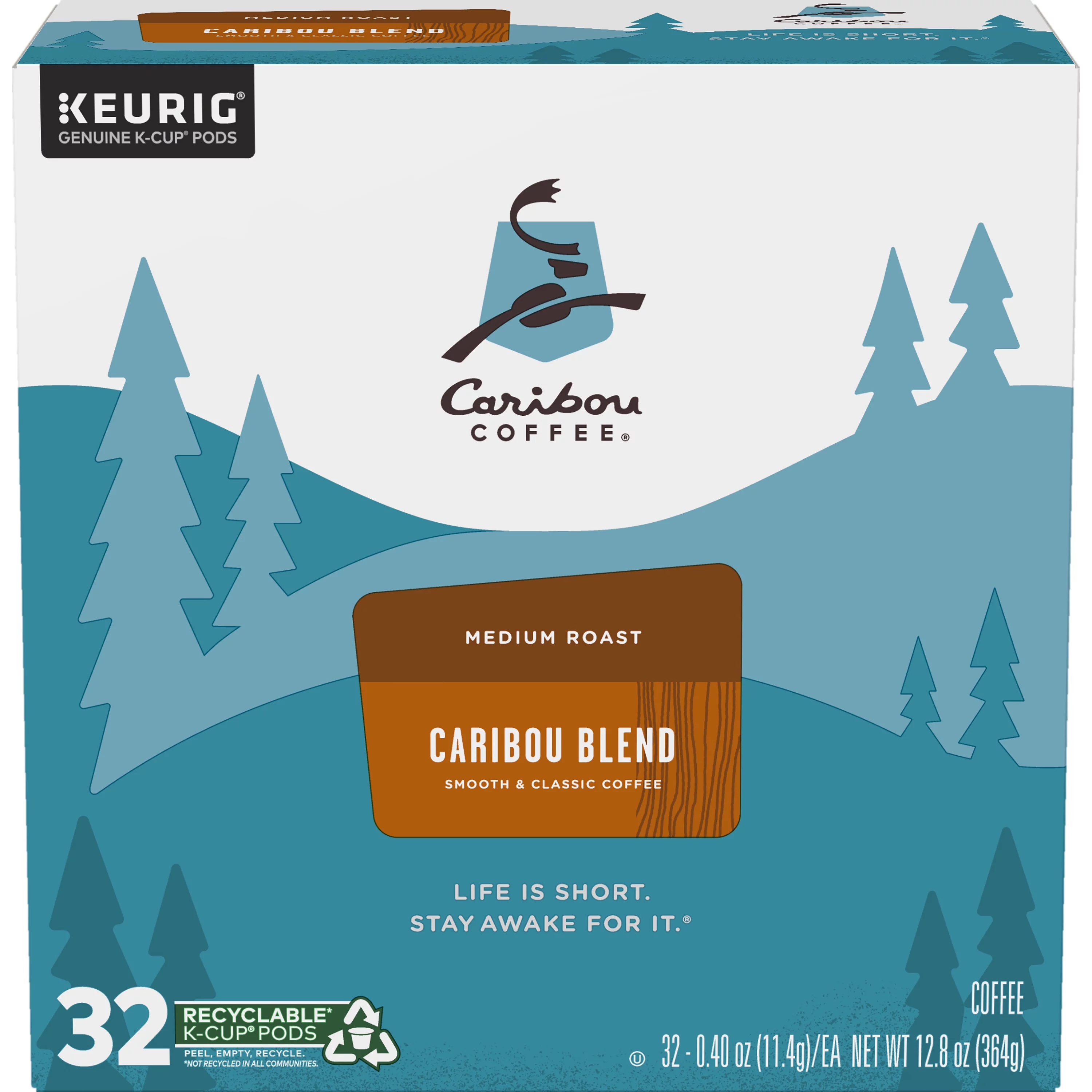 Caribou Coffee Caribou Blend, Keurig Single-Serve K-Cup Pods, Medium Roast Coffee, 32 Count