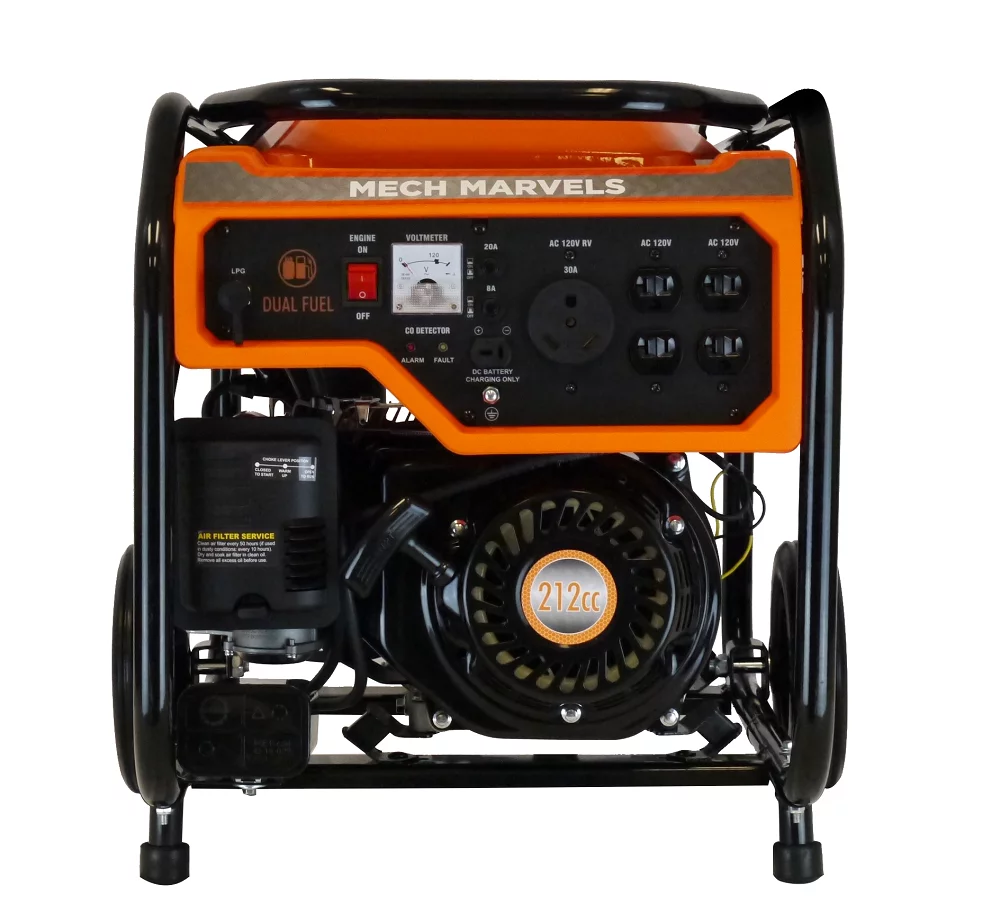 Mech Marvels 4000 Watt Dual Fuel Portable Generator, RV Outlet, CO Detect, CARB Compliant, MM4350DFC