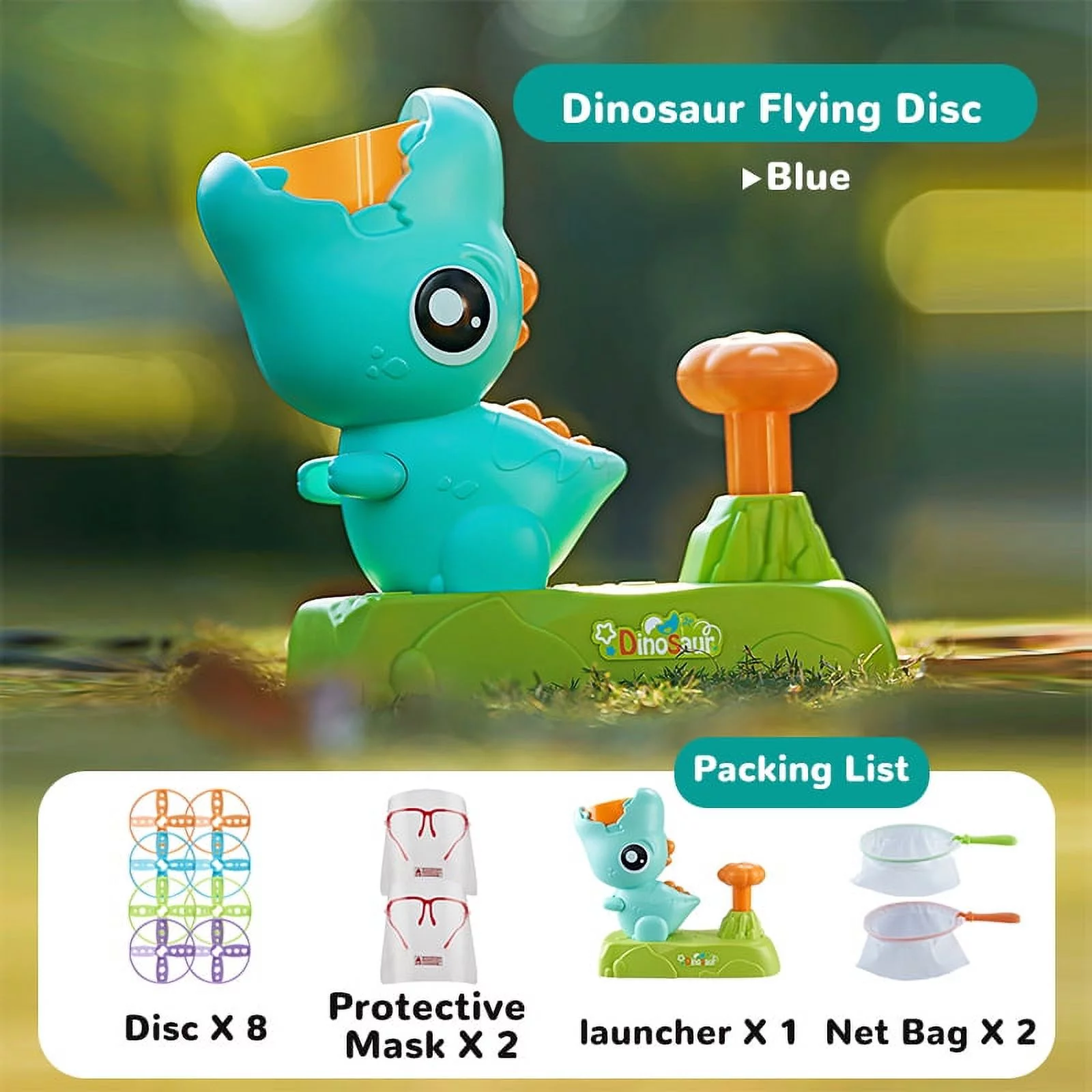 JBee Ctrl Outdoor Toys for Kids Ages 4-8 Flying Disc Launcher Family Outside Games Outdoor Toys for Kids Toddlers Boys Girls 3 4 5 6 7 8 Year Old Green