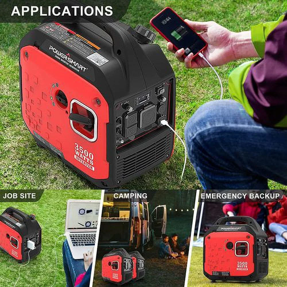 Portable Generator, 3500 Watts Inverter Generator Portable Gas Powered, 120V RV Ready Generator For Home Use, 53 dB Quiet Generator For Outdoor Camping & Travel, CARB Compliant