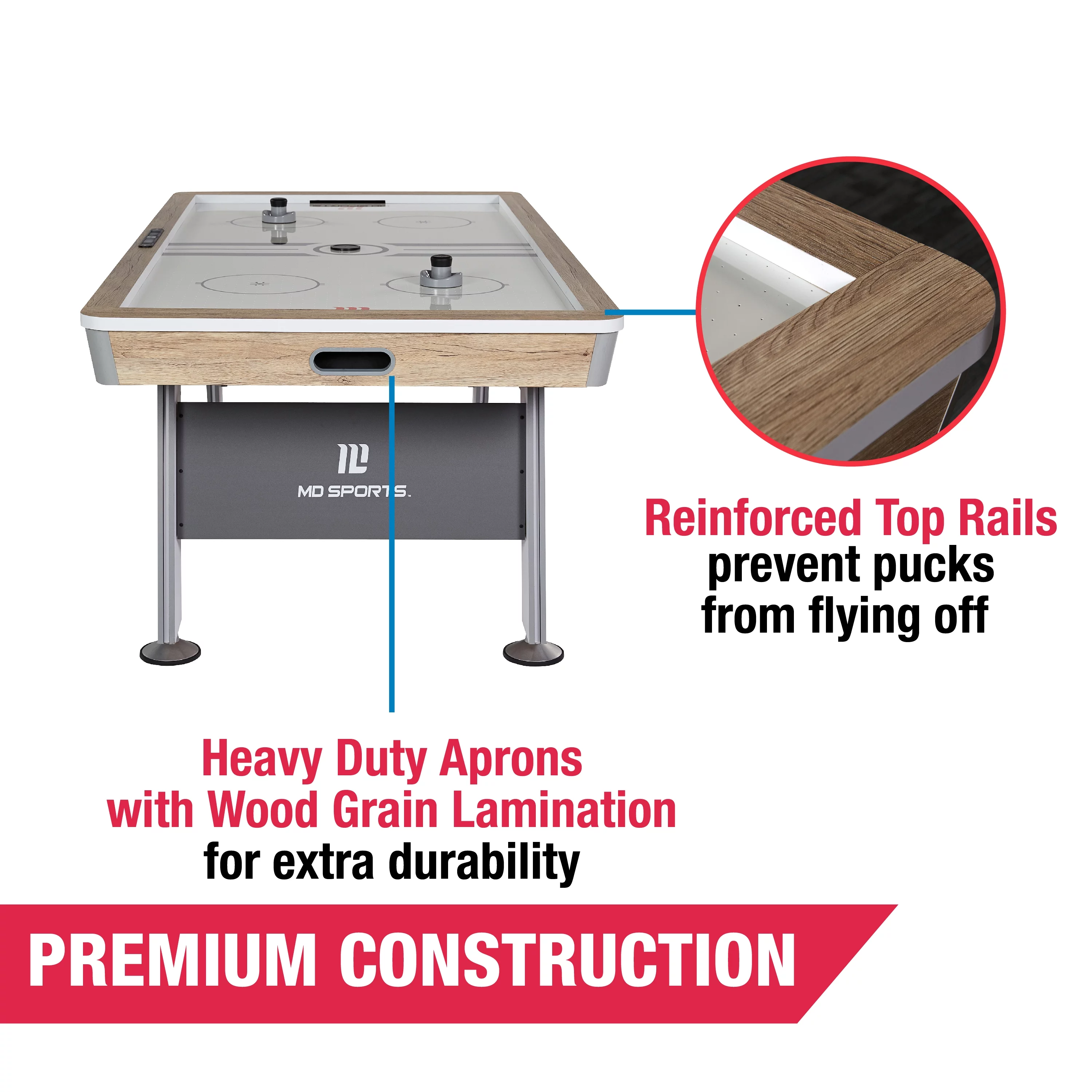 MD Sports 7′ Hinsdale Air Powered Hockey Table With Pusher and Puck Set