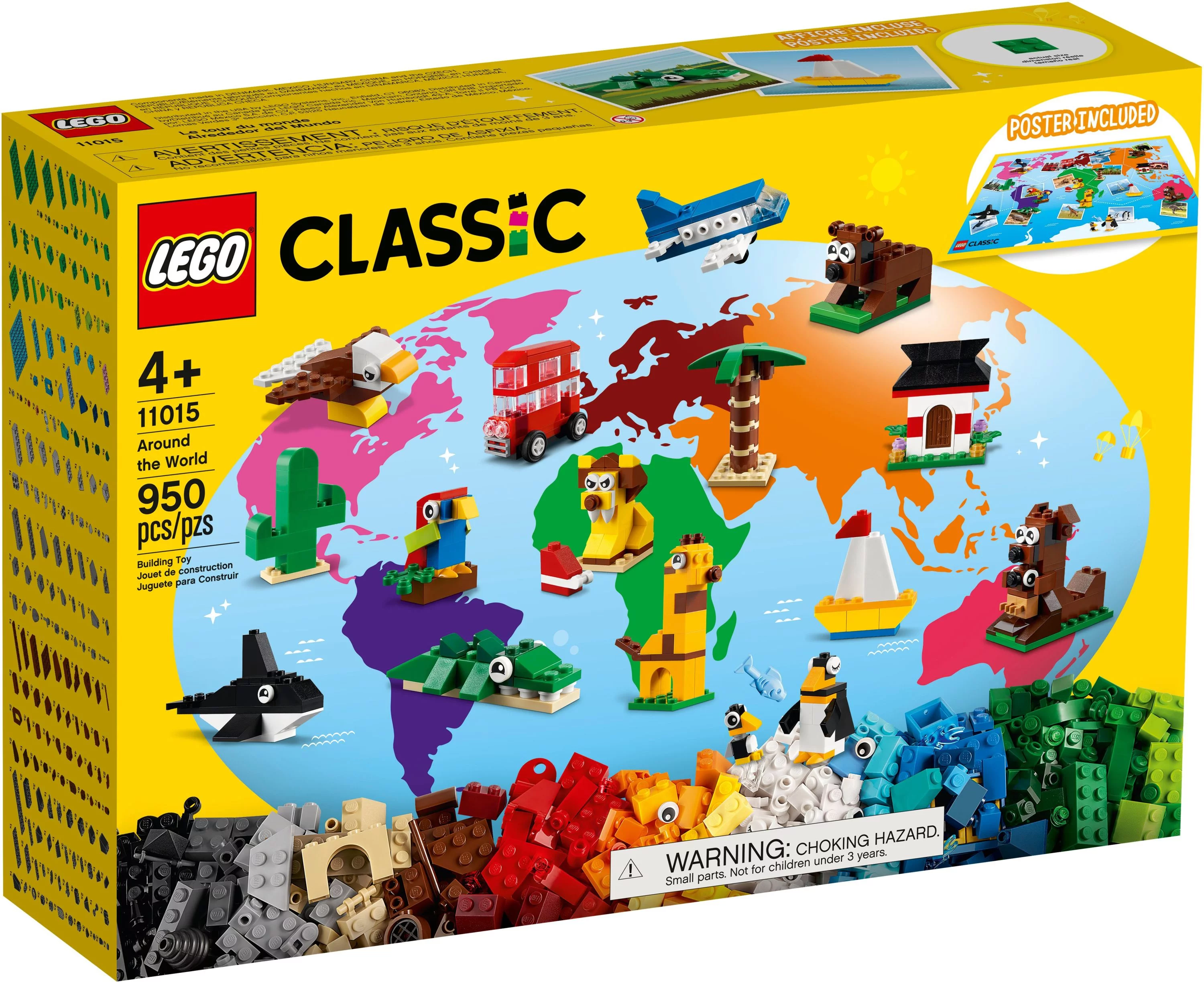 LEGO Classic Around the World 11015 Building Toy for Creative Play; Iconic Animal Toys (950 Pieces)