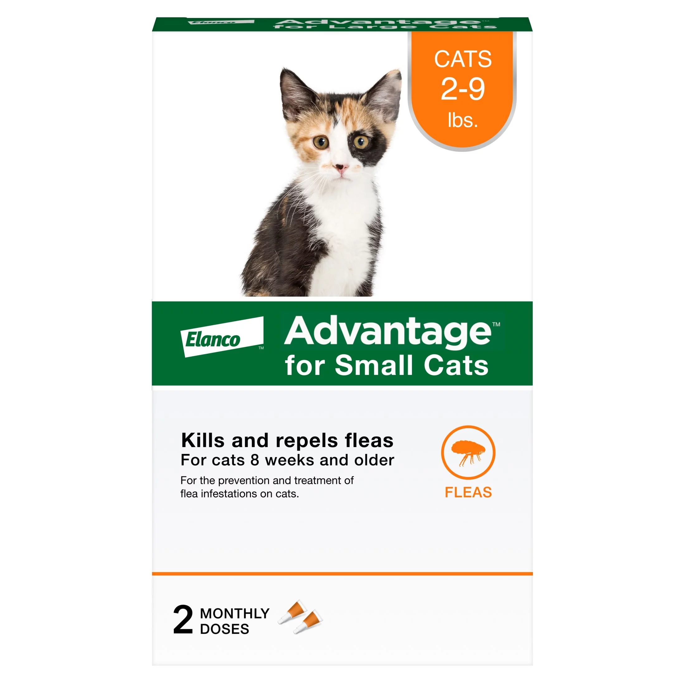 Advantage Topical Flea Prevention For Large Cats 9 lbs+, 2-Monthly Treatments