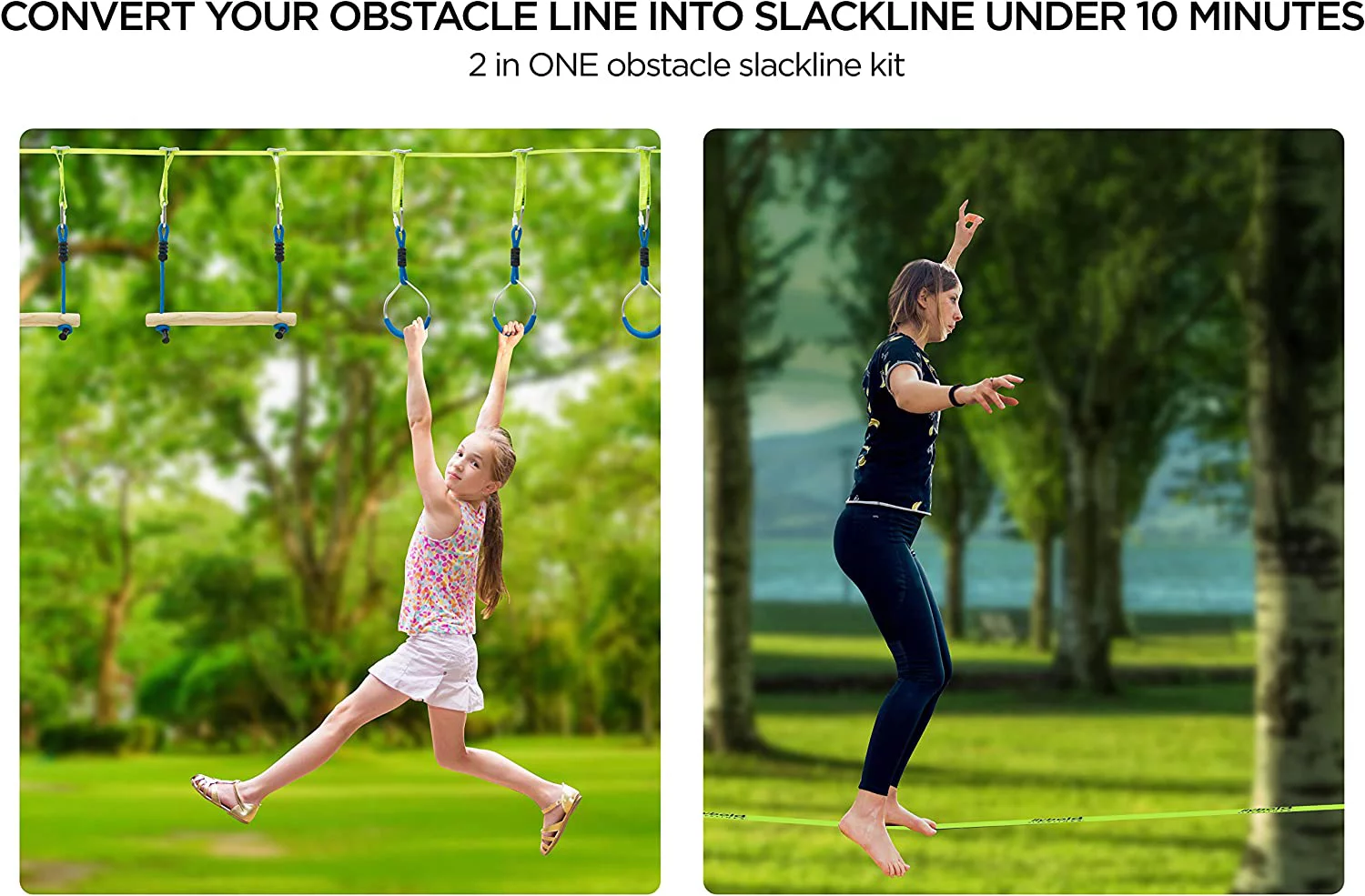 Winbold | Ninja Warrior Obstacle Course For Kids Slackline Kit With 8 Adjustable | 1