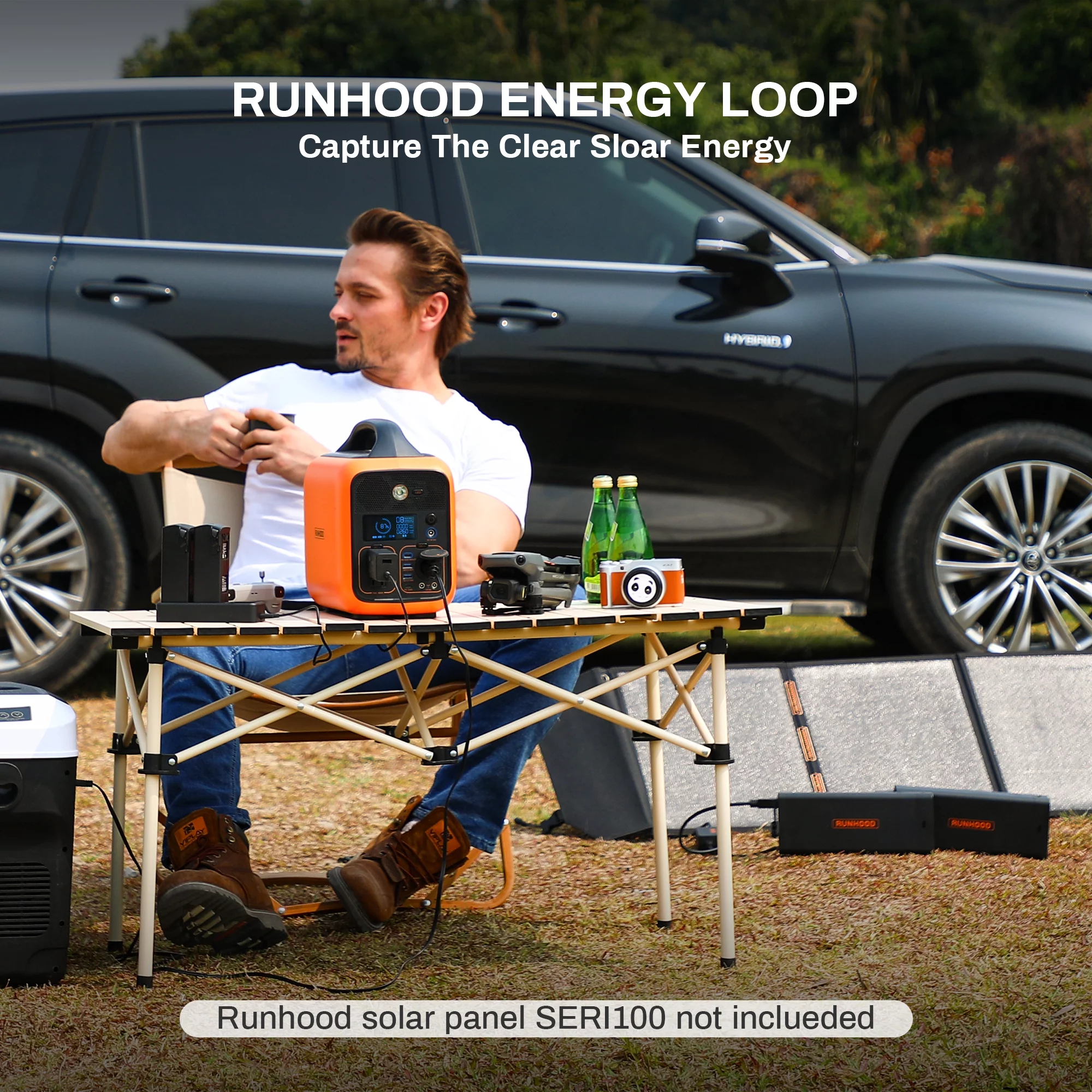 Runhood Portable Power Station Rallye 600 Max, 1296Wh Swappable Lithium Energy Bar Backup Batteries(4*EB324), 110V/600W AC Outlet Solar Generator for Outdoors Camping, Home Use(Solar Panel Optional)