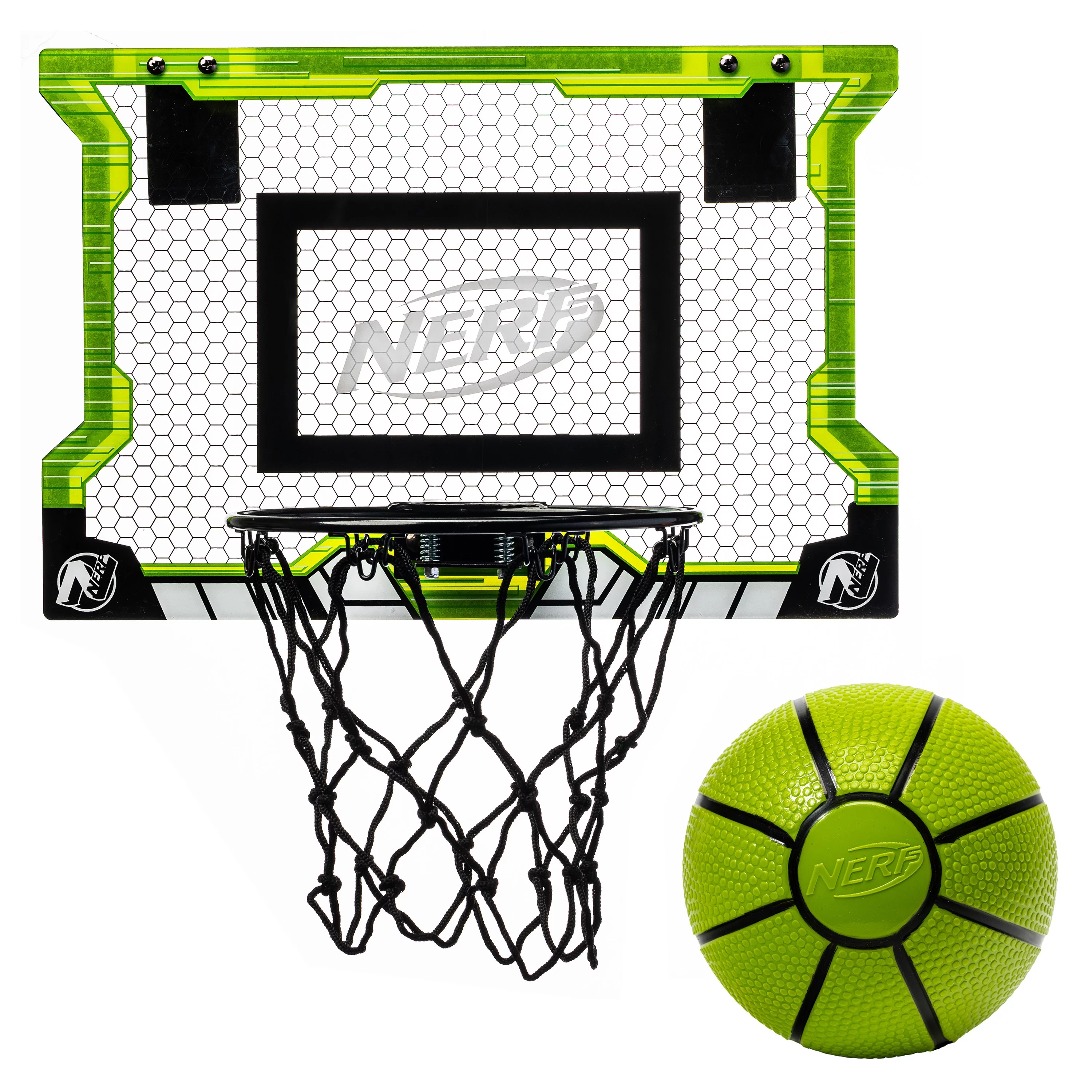 Nerf Basketball Pro over the Door Hoop with Mini Ball – 18 in. x 12 in.  – Steel Rim