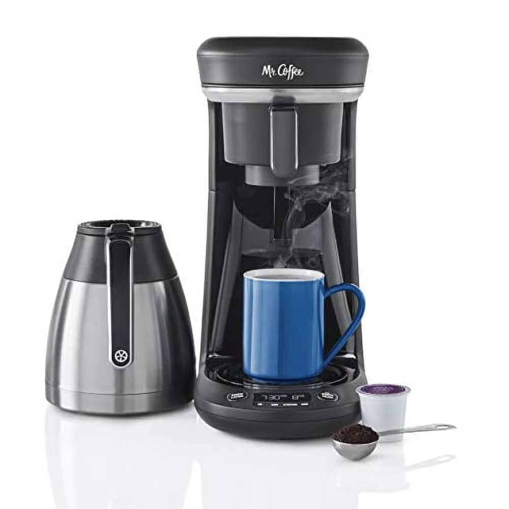 Mr. Coffee Pod + 10-Cup Space-Saving Combo Brewer, Black