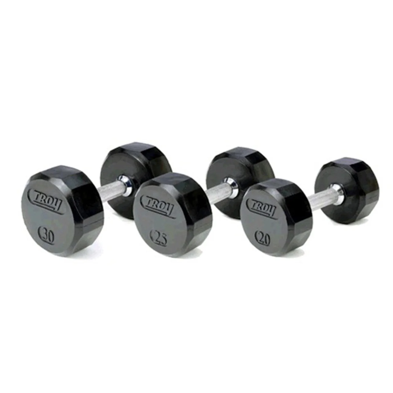 Troy 5-100 lb. Rubber Dumbbell Set 12-Sided (Commercial)