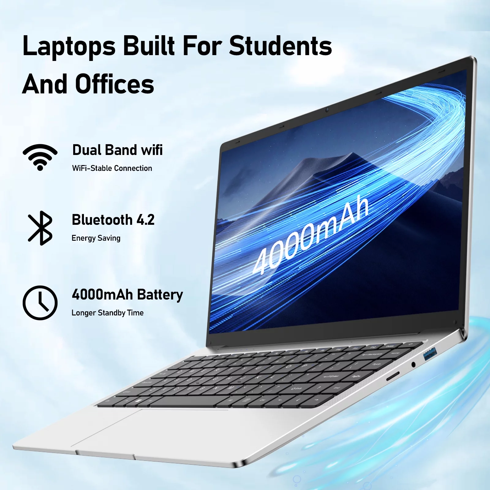 Auusda 14.1″ Laptop Intel Celeron J4125(Quad-core up to 2.7GHz), 8GB RAM, 256GB SSD, Windows 11 Pro Work Computer FHD 1920*1080P, Silver