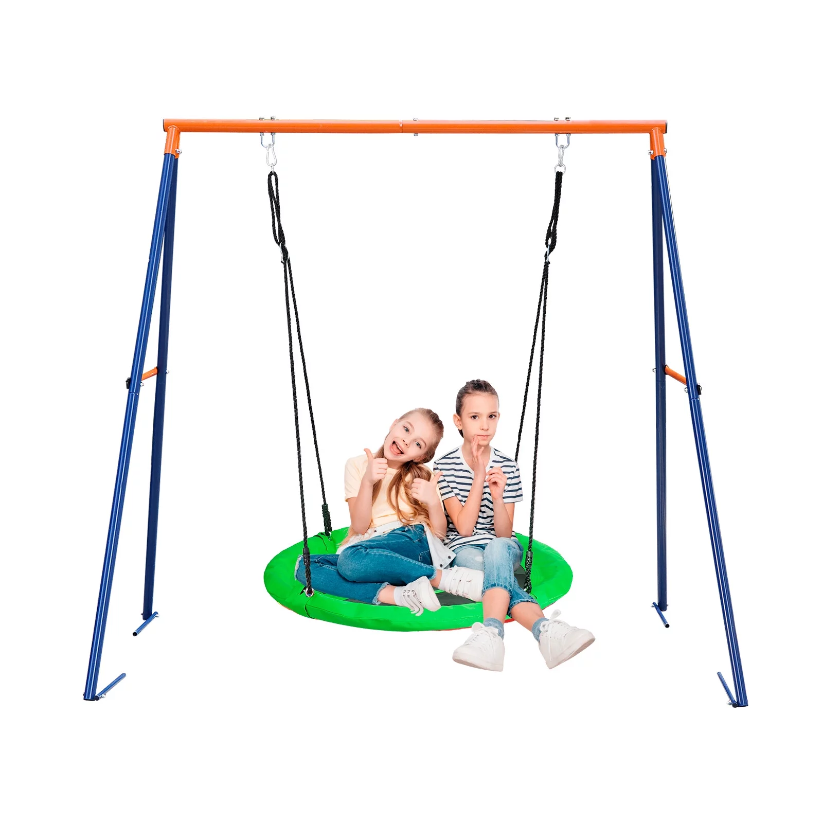 ZenSports 40” Kids Flying Saucer Swing with Swing Stand Set 440lbs Heavy-Duty Frame Outdoor Fun Green