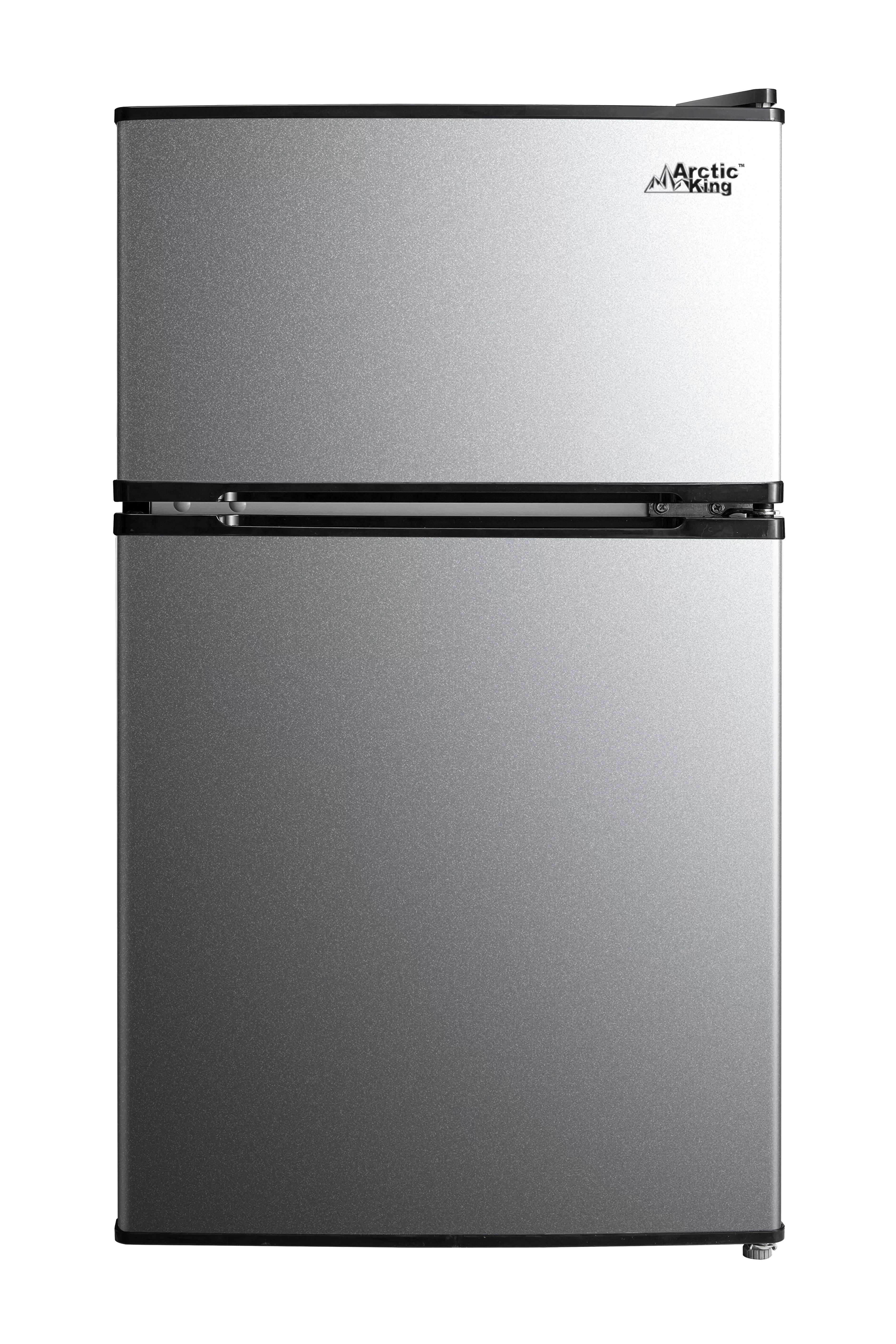 Arctic King 3.2 Cu ft Two Door Mini Fridge with Freezer, Stainless Steel, E-Star, ARM32D5ASL