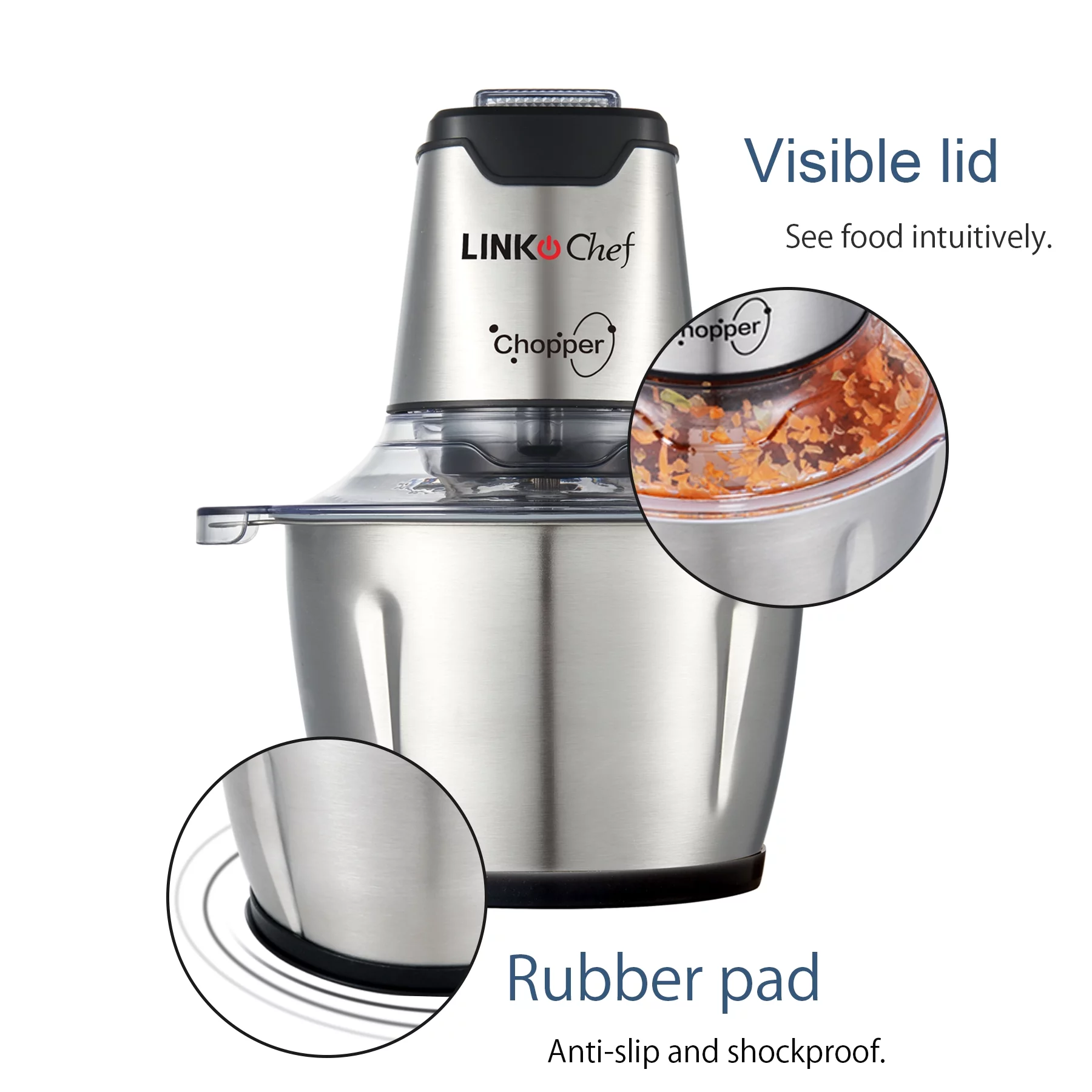 LINKChef Electric Food Chopper, 1.2L Meat Grinder Food Processor Stainless Steel Meat for Vegetable Meat Fruit